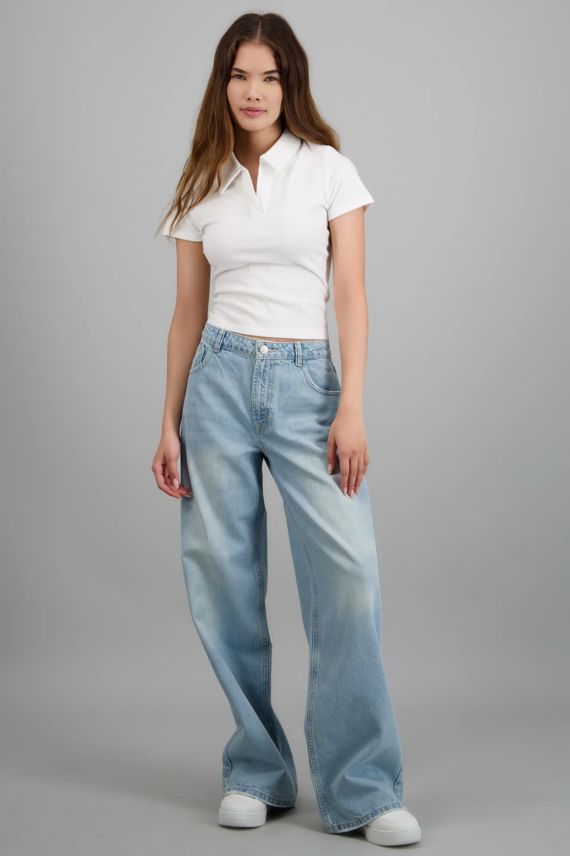 Jeans wide leg básico low rise