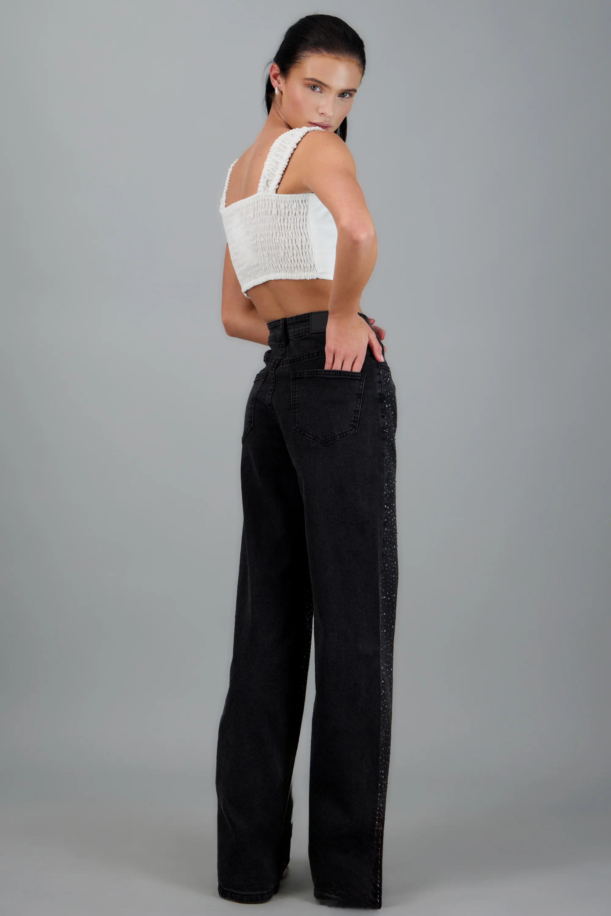 Jeans wide leg con cristales - Image 4
