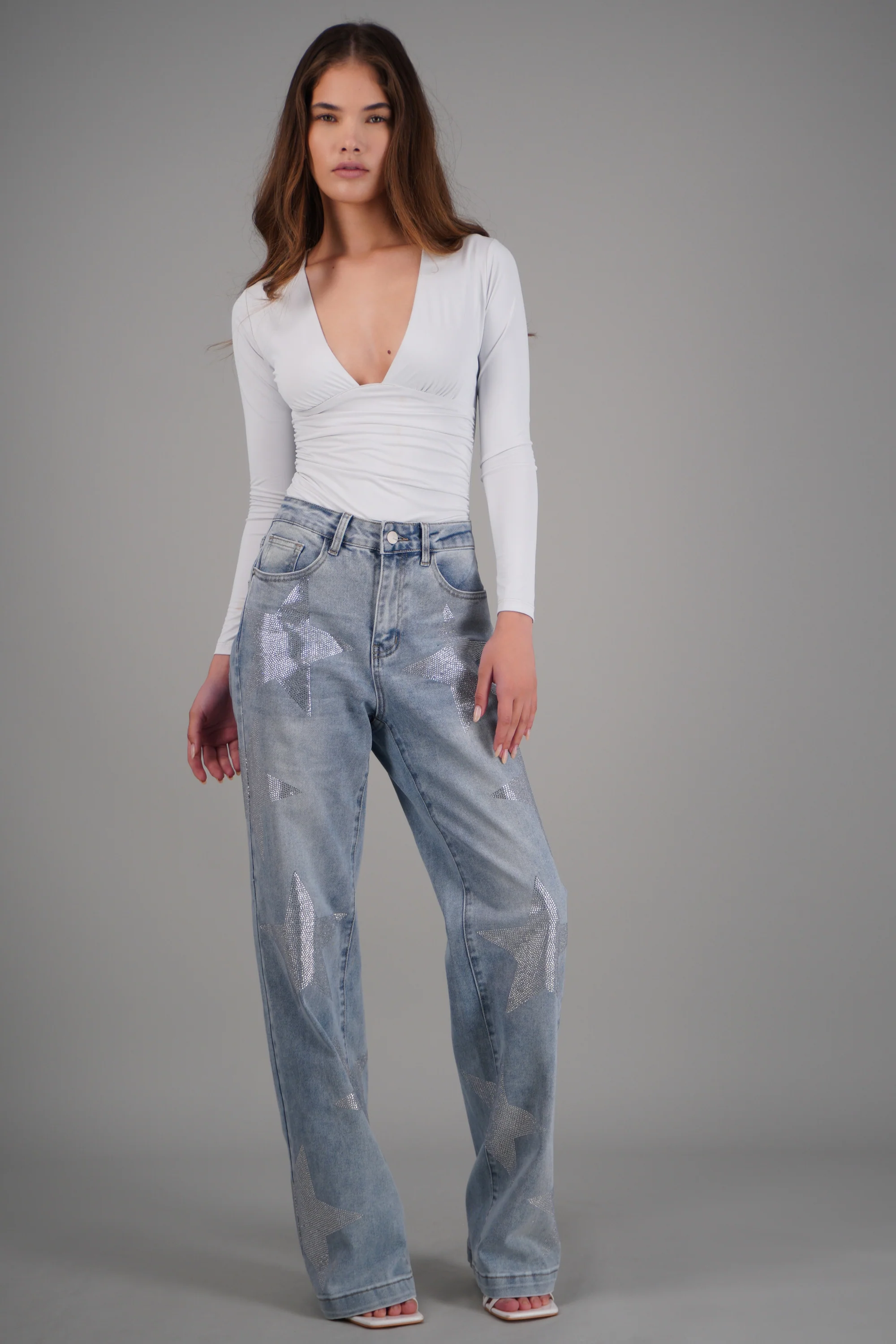 Jeans wide leg estrellas