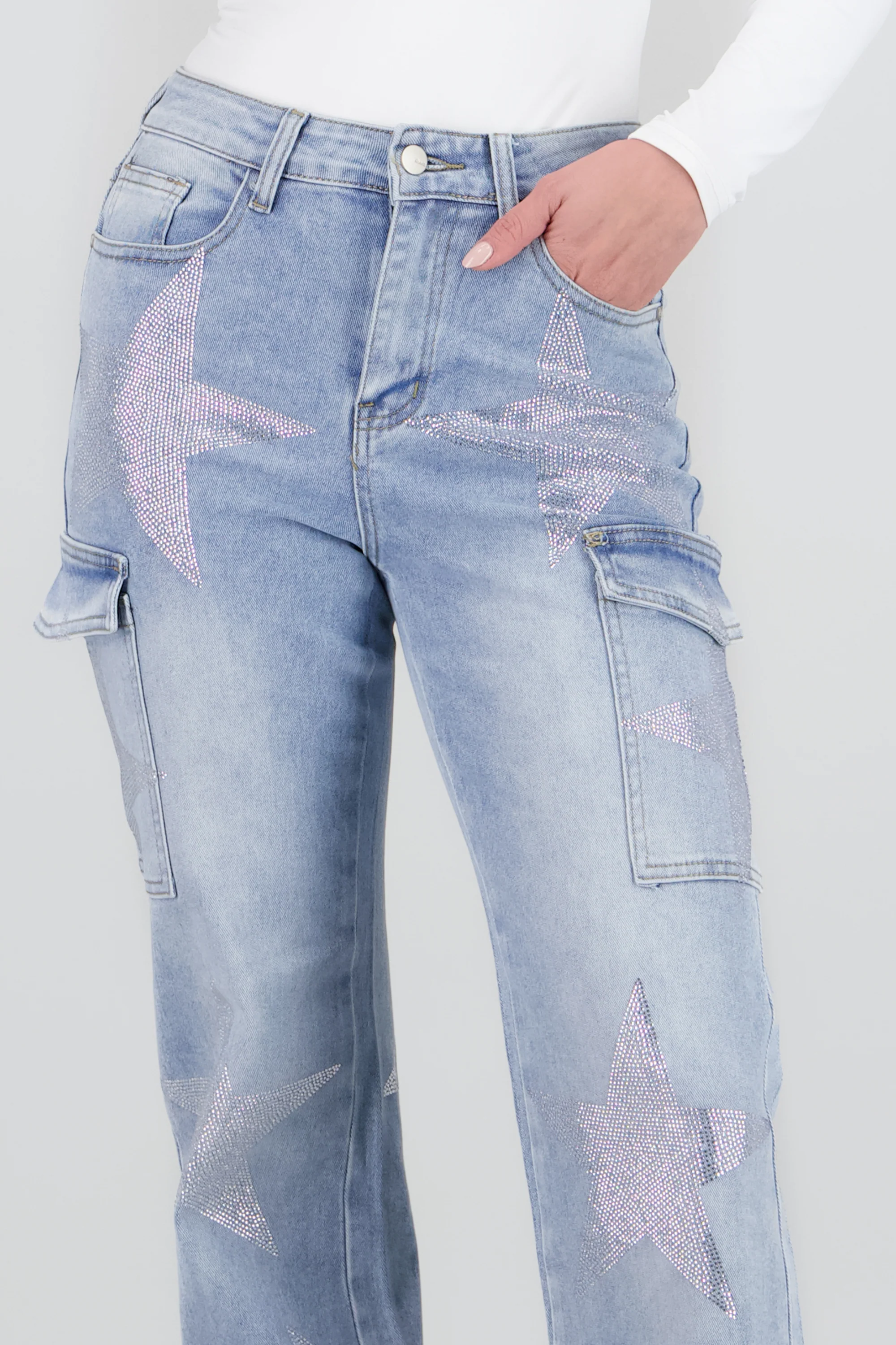 JEANS WIDE LEG ESTRELLAS BRILLOS CARGO - Image 5