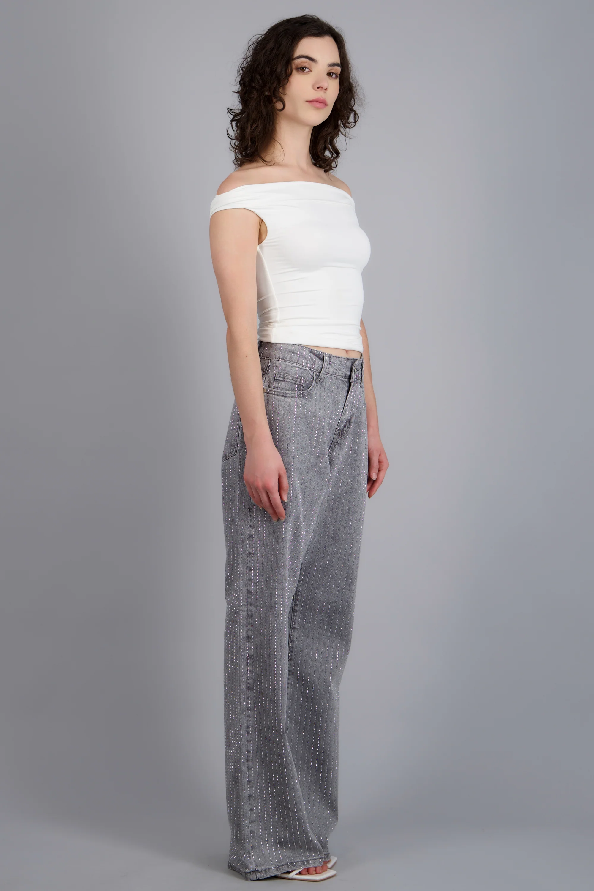 Jeans wide leg tiras brillos - Image 3
