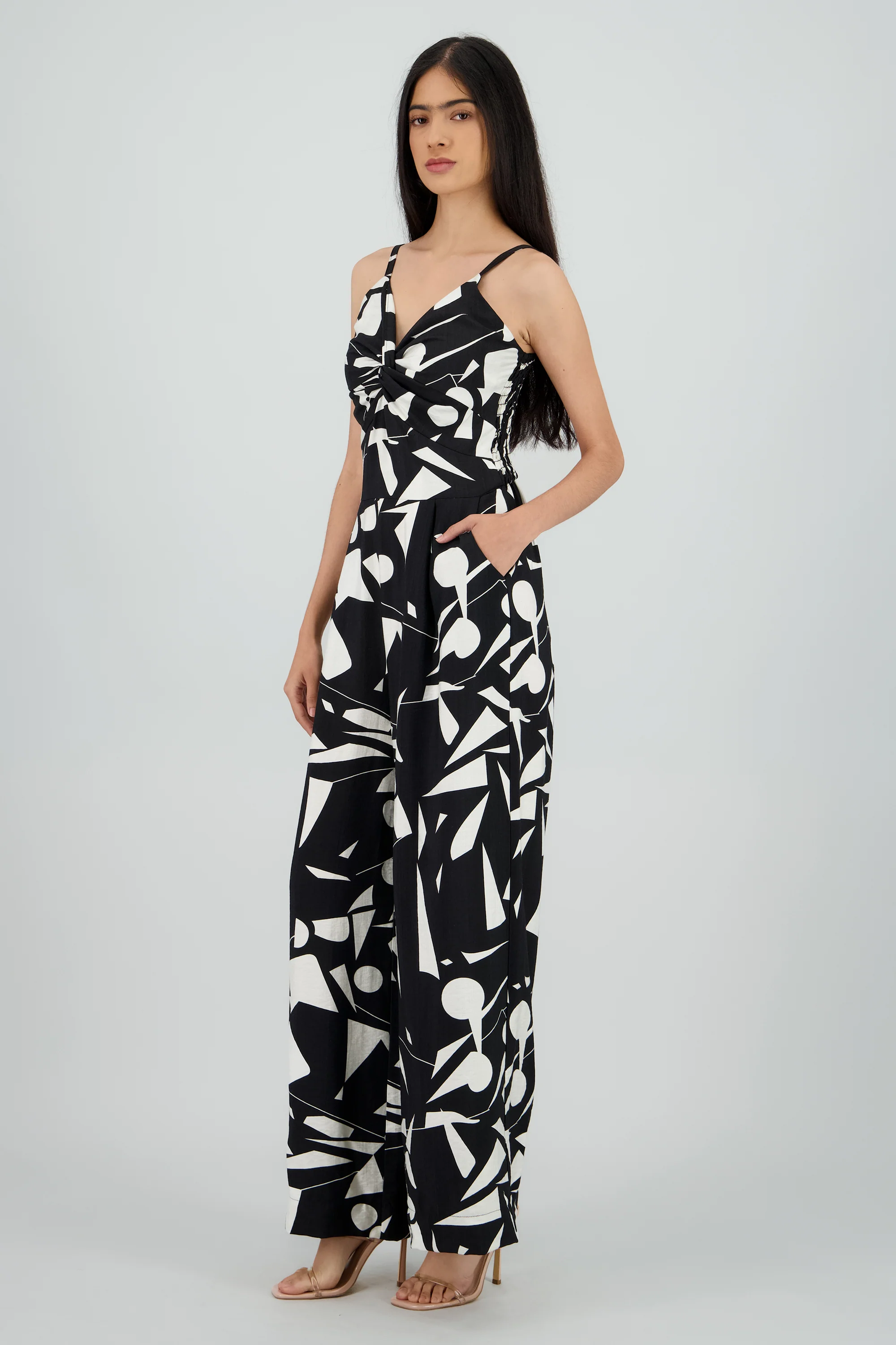 Jumpsuit de tirantes estampado geometrico rayas - Image 3