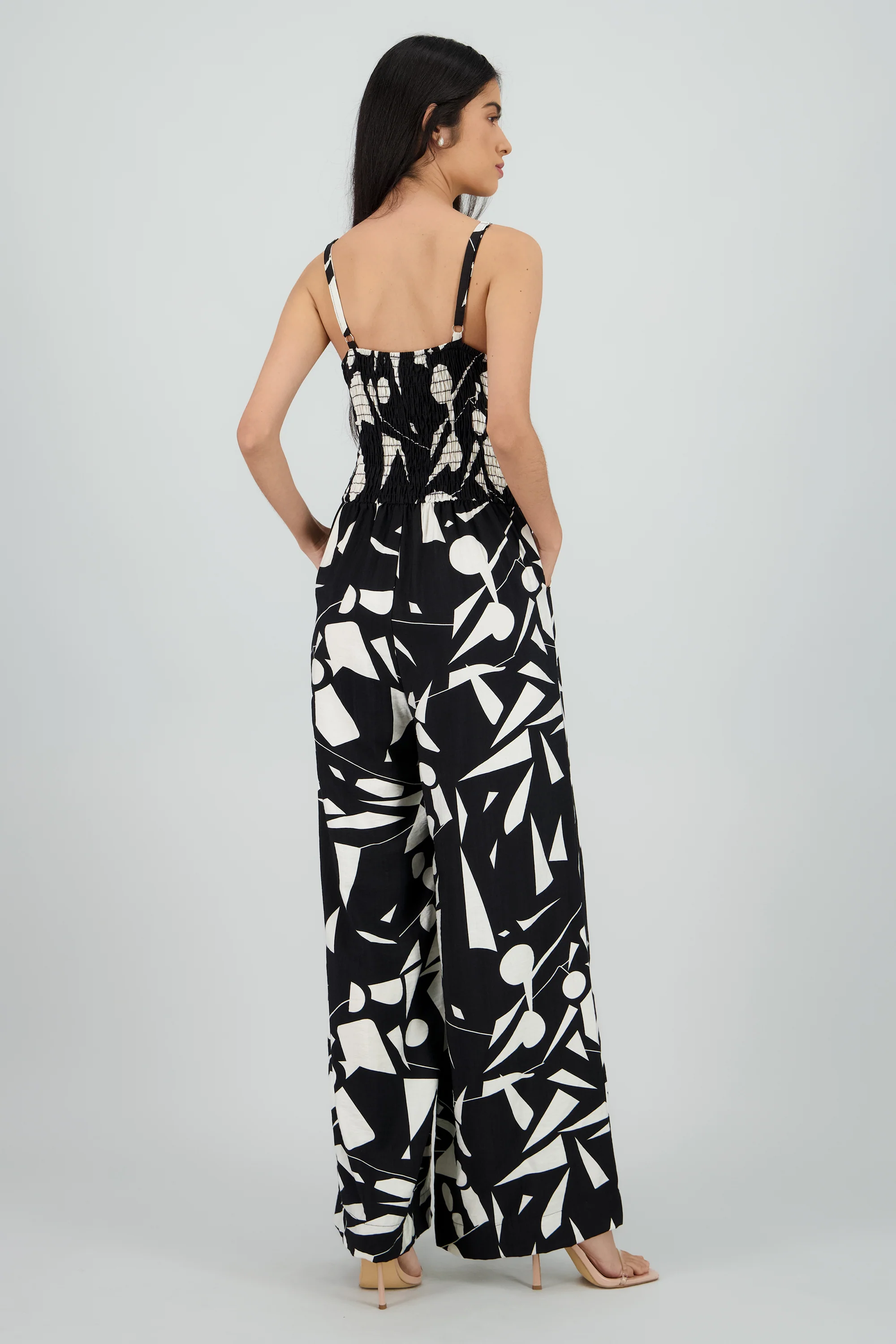 Jumpsuit de tirantes estampado geometrico rayas - Image 4