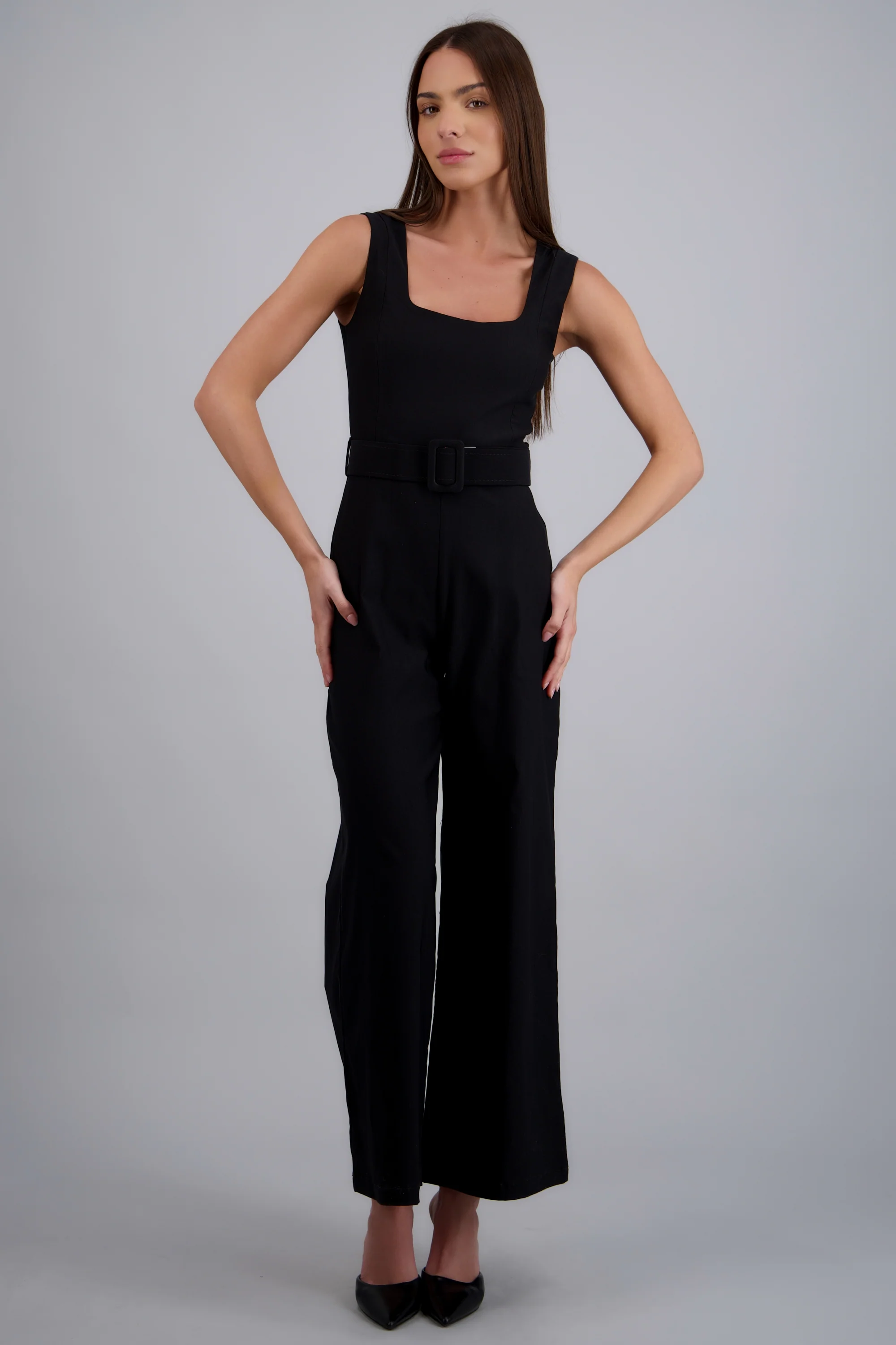 Jumpsuit escote cuadrado cinto forrado - Image 3