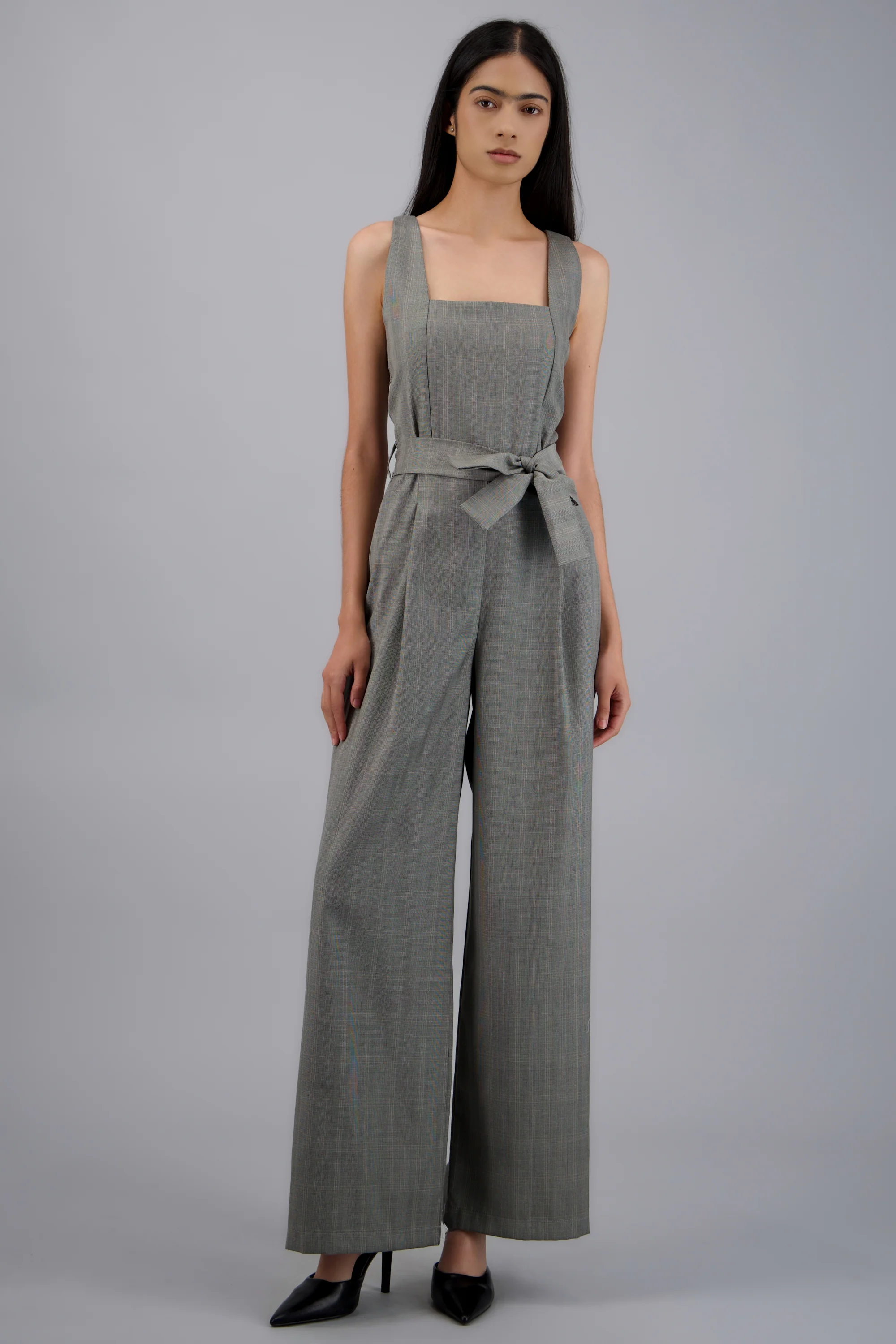 Jumpsuit escote cuadrado detalle cuadros