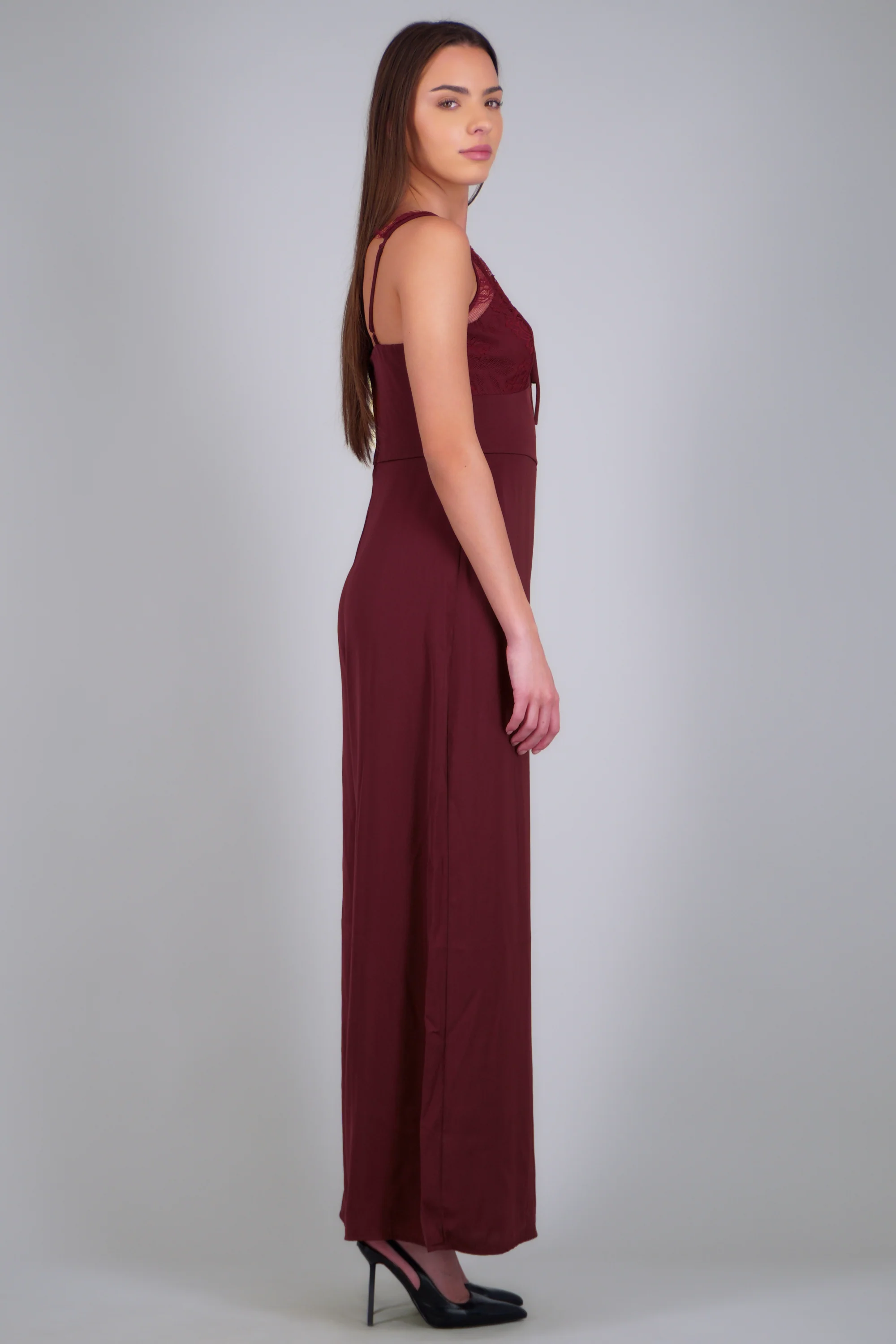 Jumpsuit liso con detalle encaje - Image 3