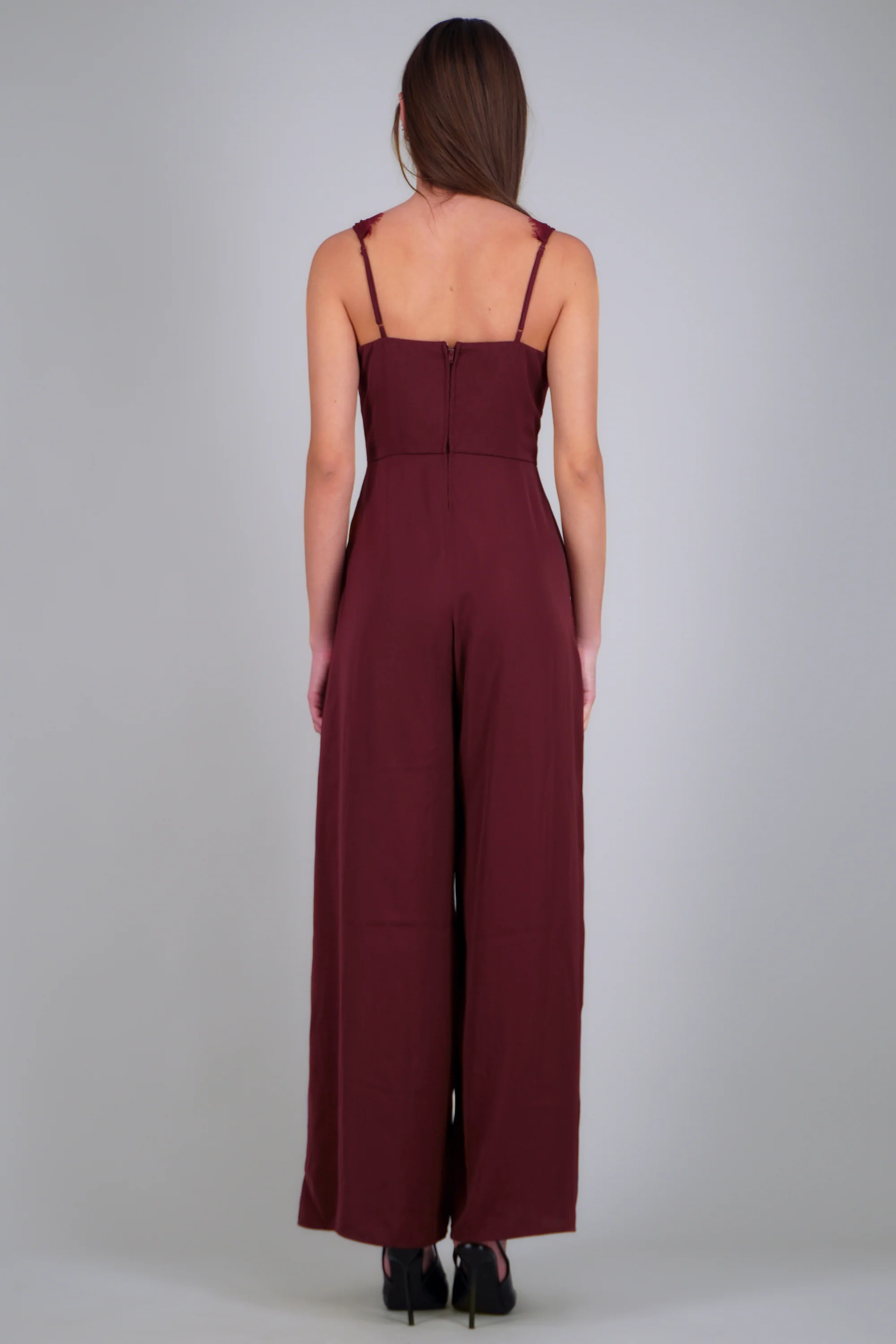 Jumpsuit liso con detalle encaje - Image 4
