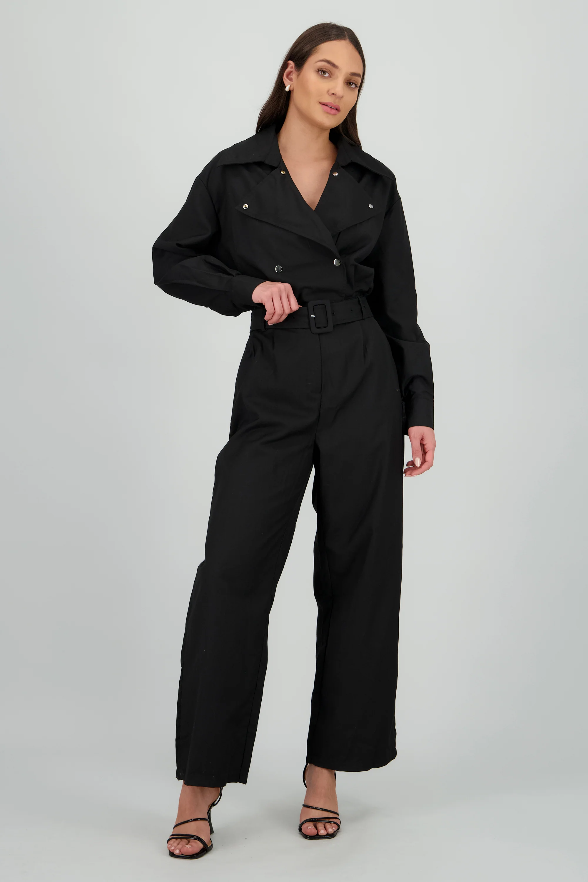 Jumpsuit manga larga cuello biker