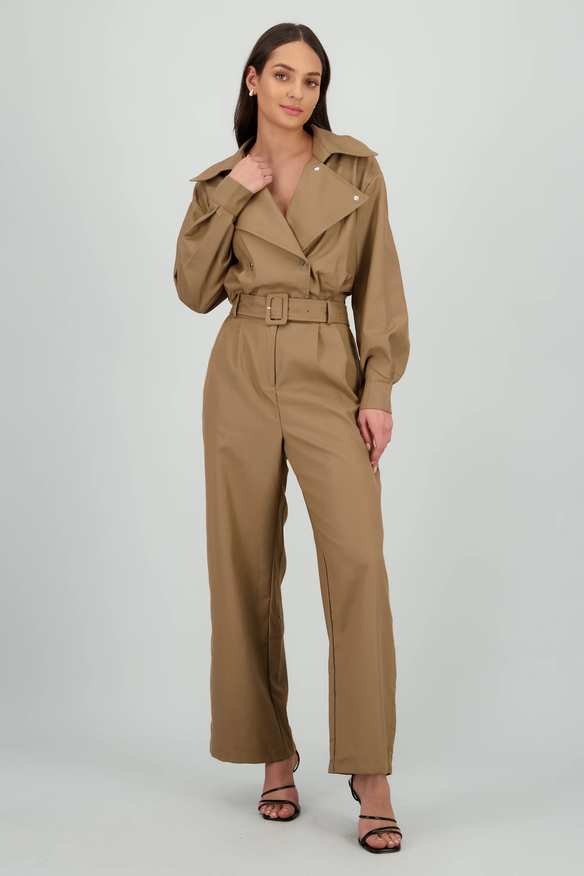 Jumpsuit manga larga cuello biker