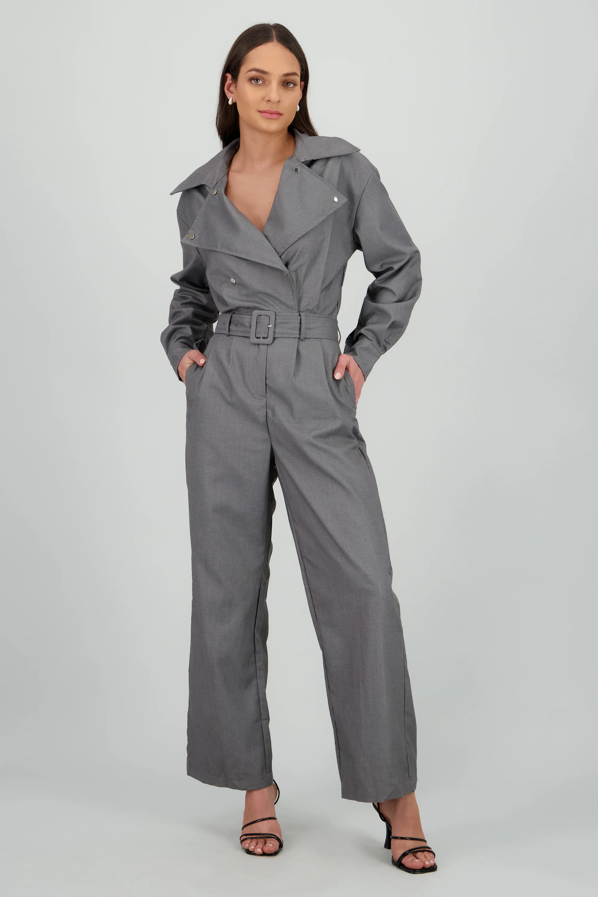 Jumpsuit manga larga cuello biker