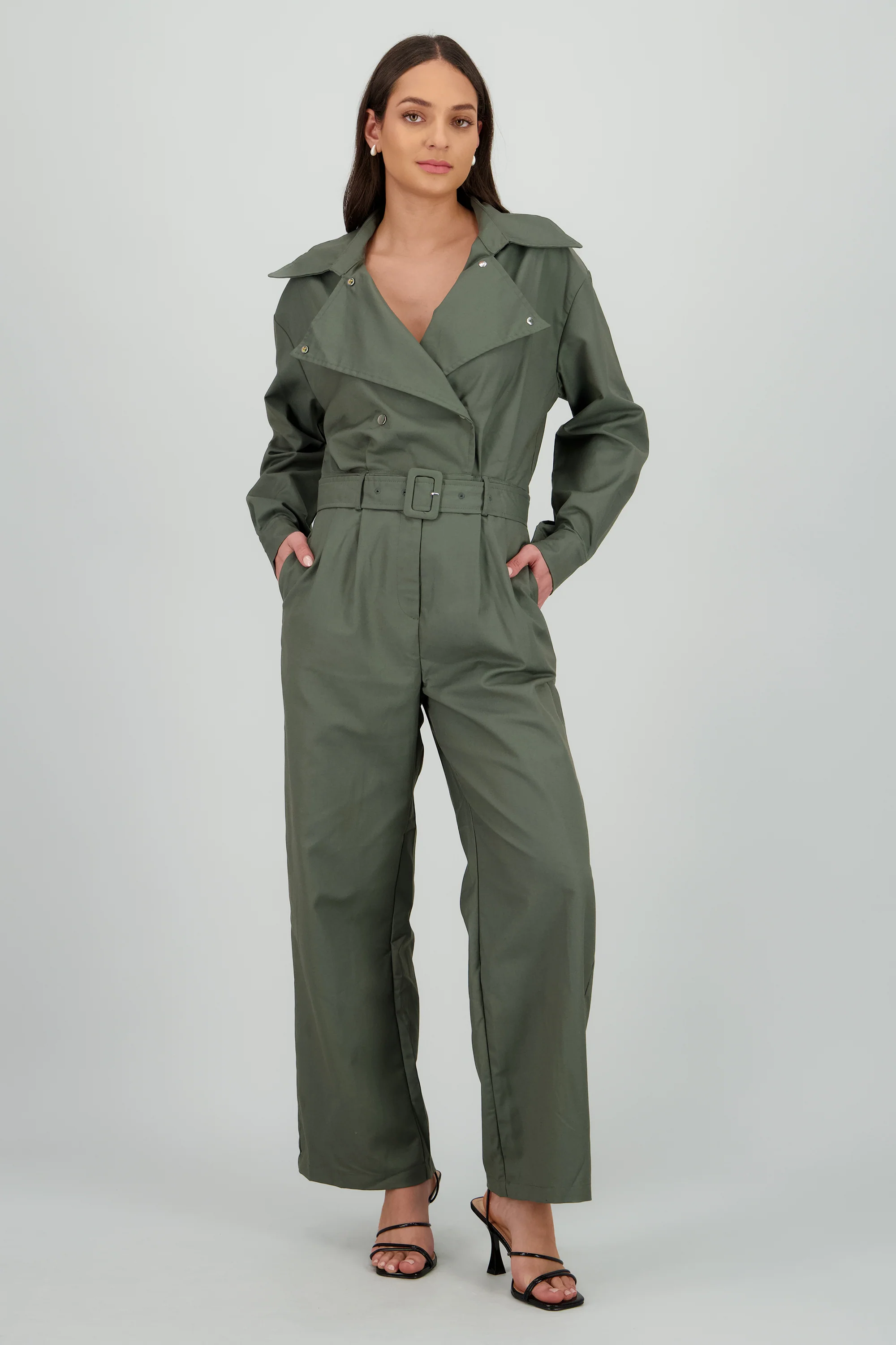 Jumpsuit manga larga cuello biker