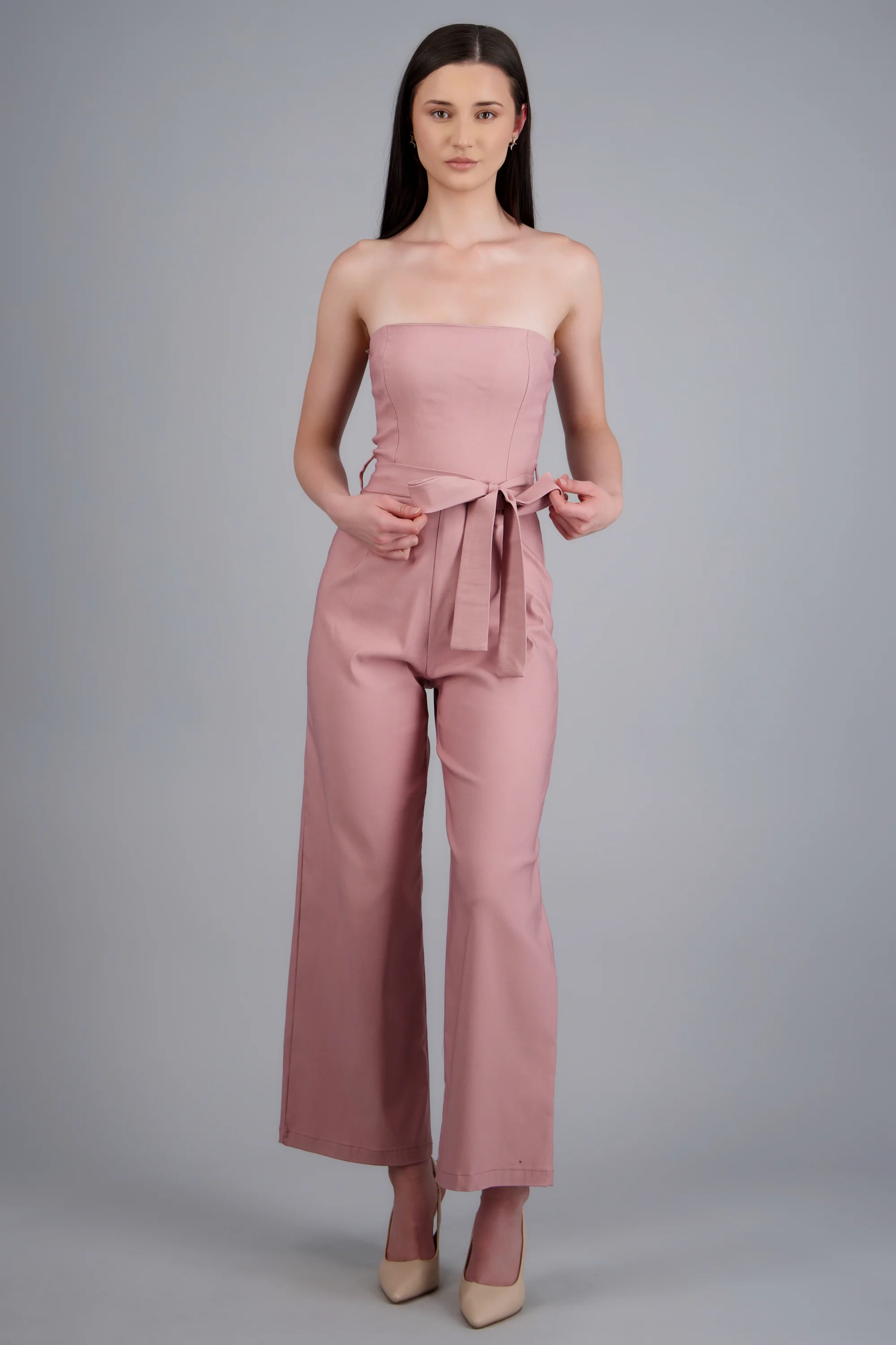 Jumpsuit strapless con cinto