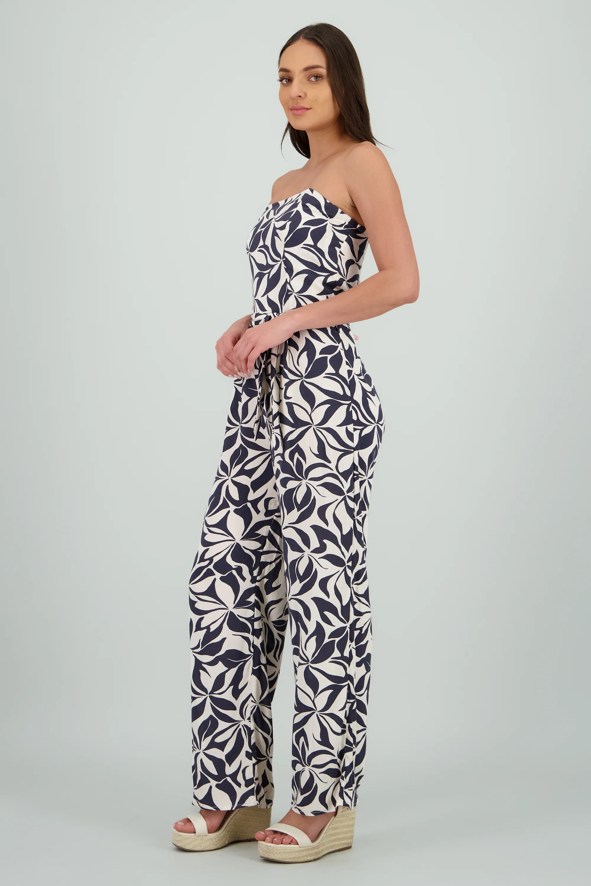 Jumpsuit strapless detalle laso estampado - Image 3