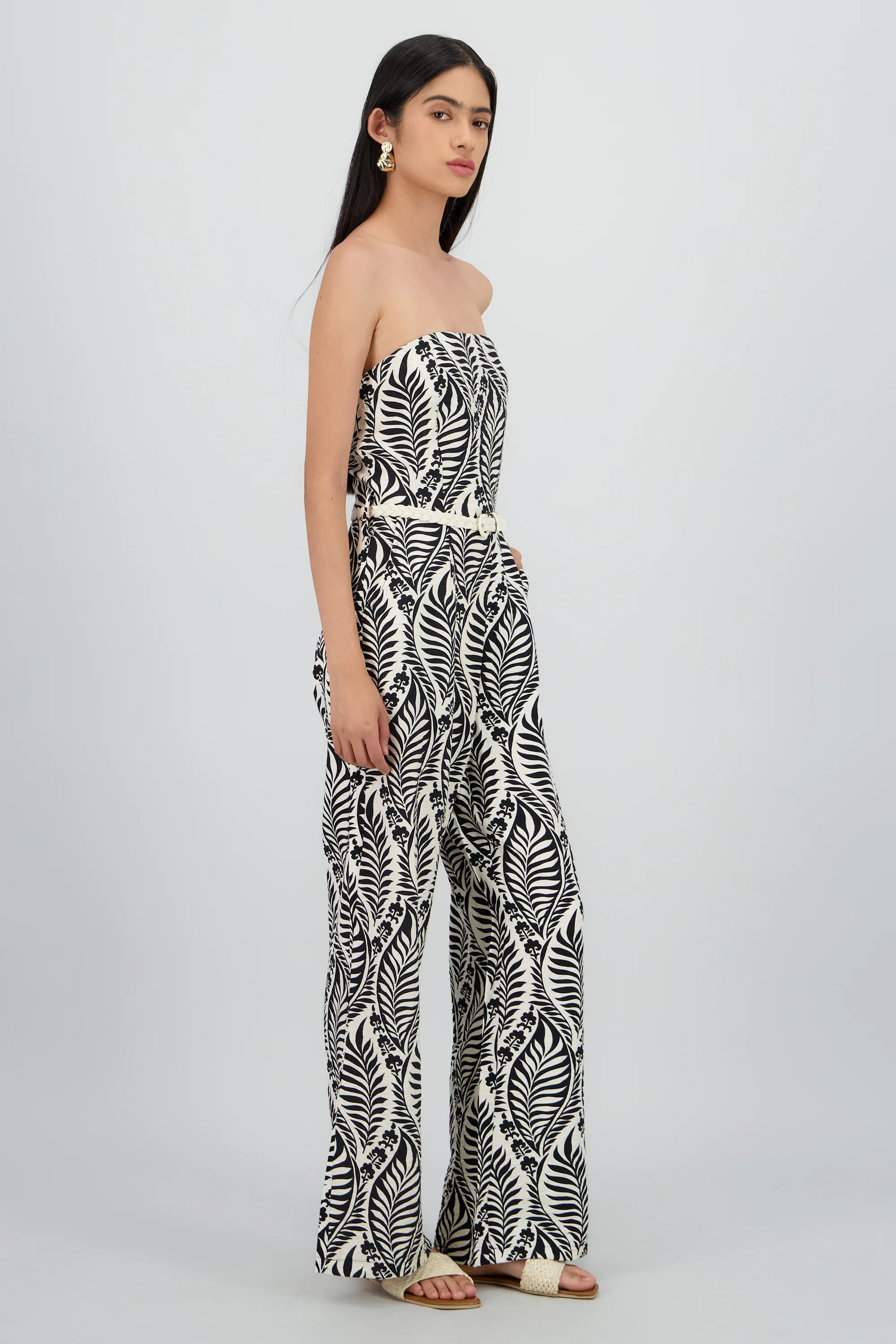 Jumpsuit strapless estampado con cinturon - Image 3