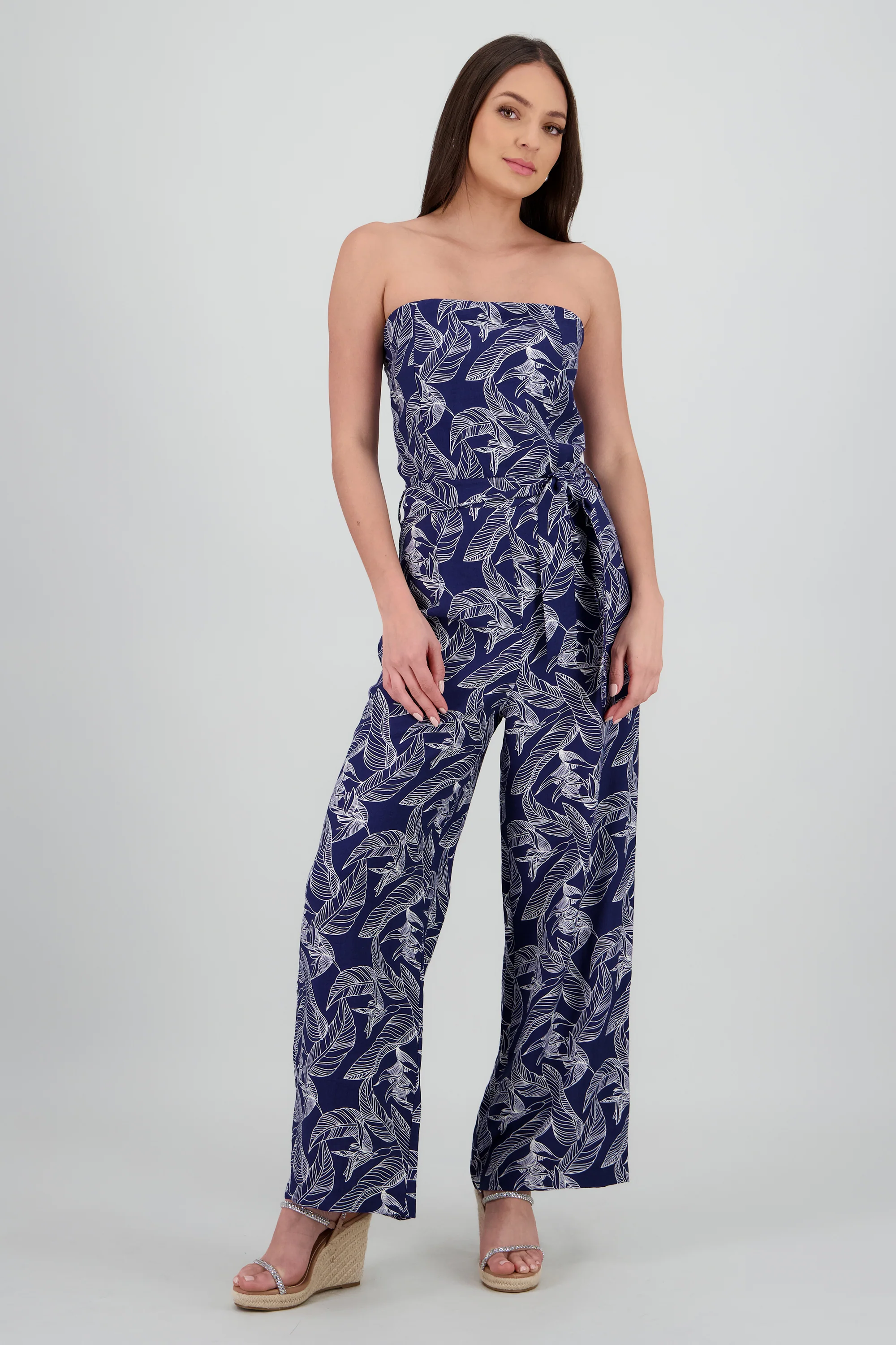Jumpsuit strapless estampado detalle laso