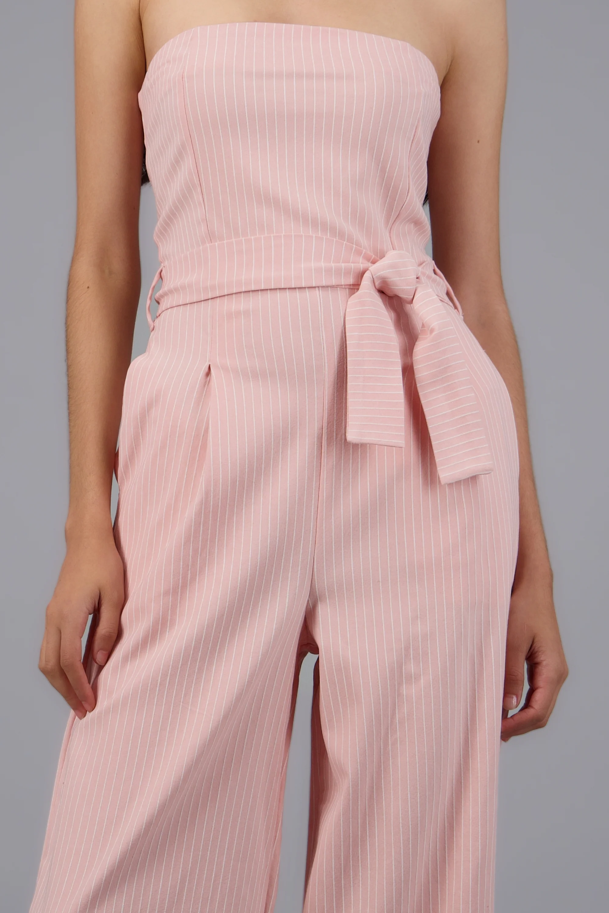Jumpsuit strapless rayas detalle laso - Image 5