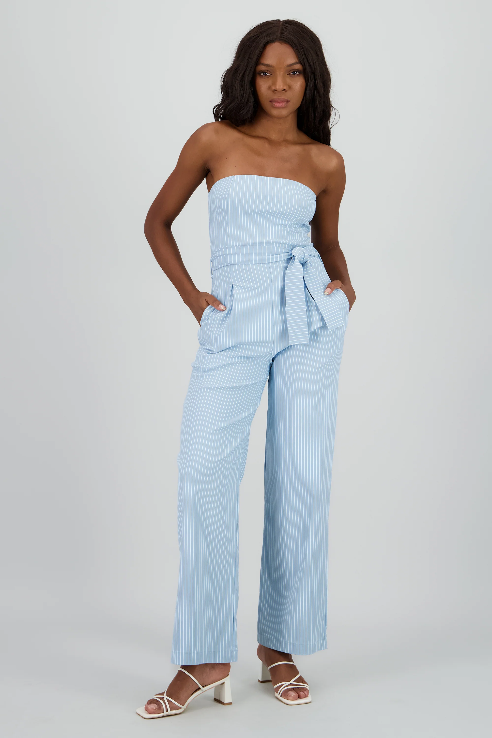 Jumpsuit strapless rayas detalle laso - Image 2