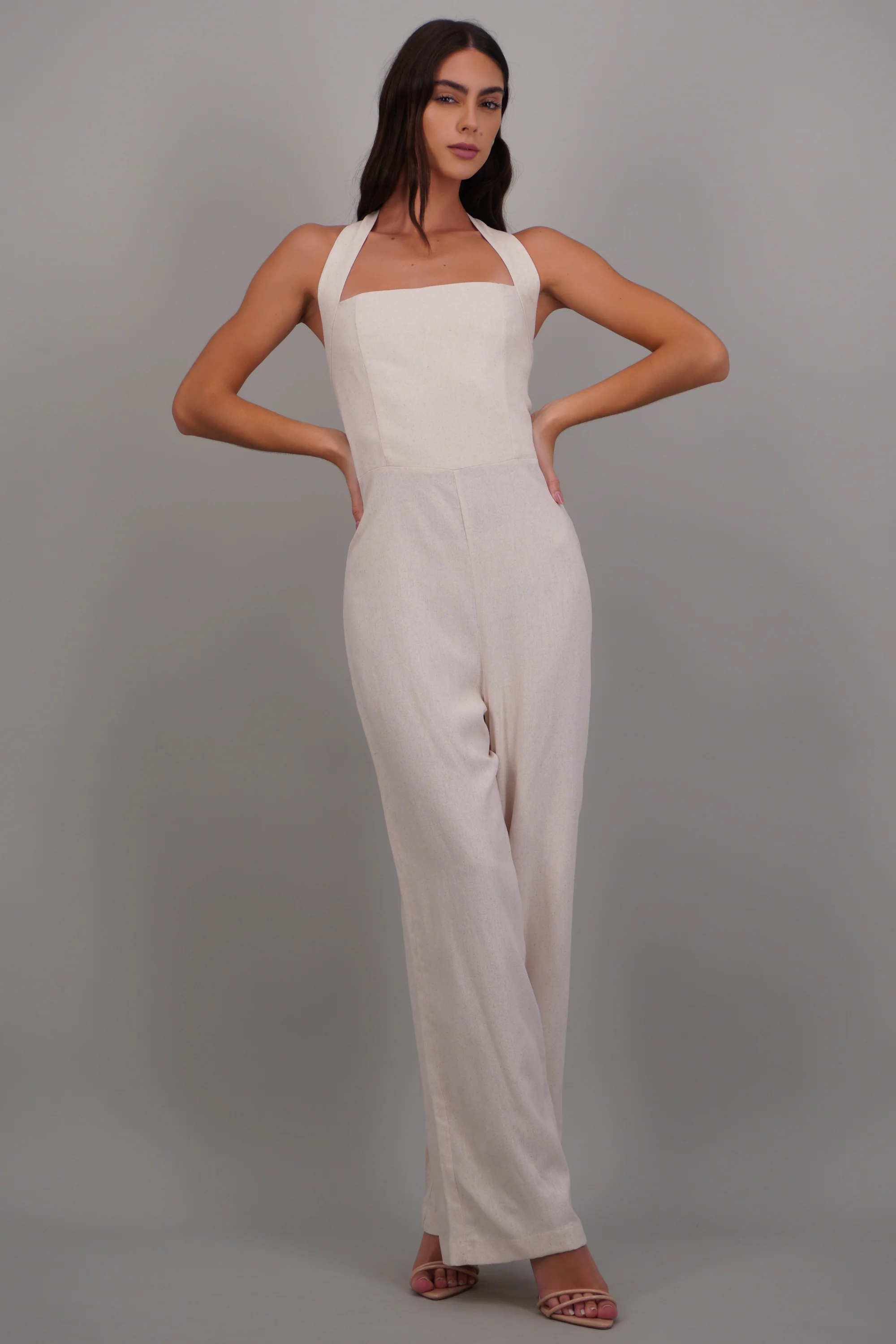 Jumpsuit tirantes detalle smock en espalda - Image 3