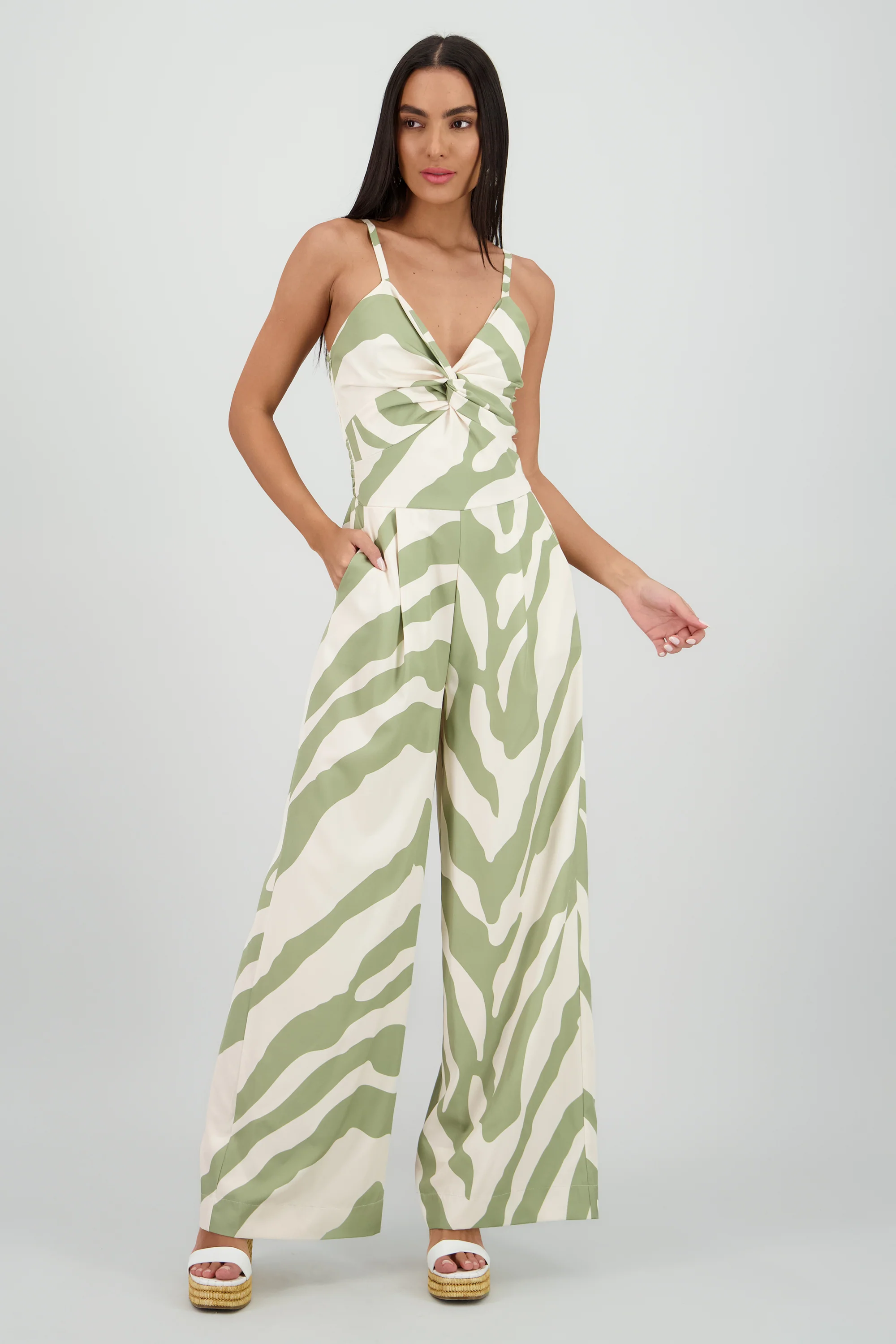 Jumpsuit tirantes estampado detalle nudo