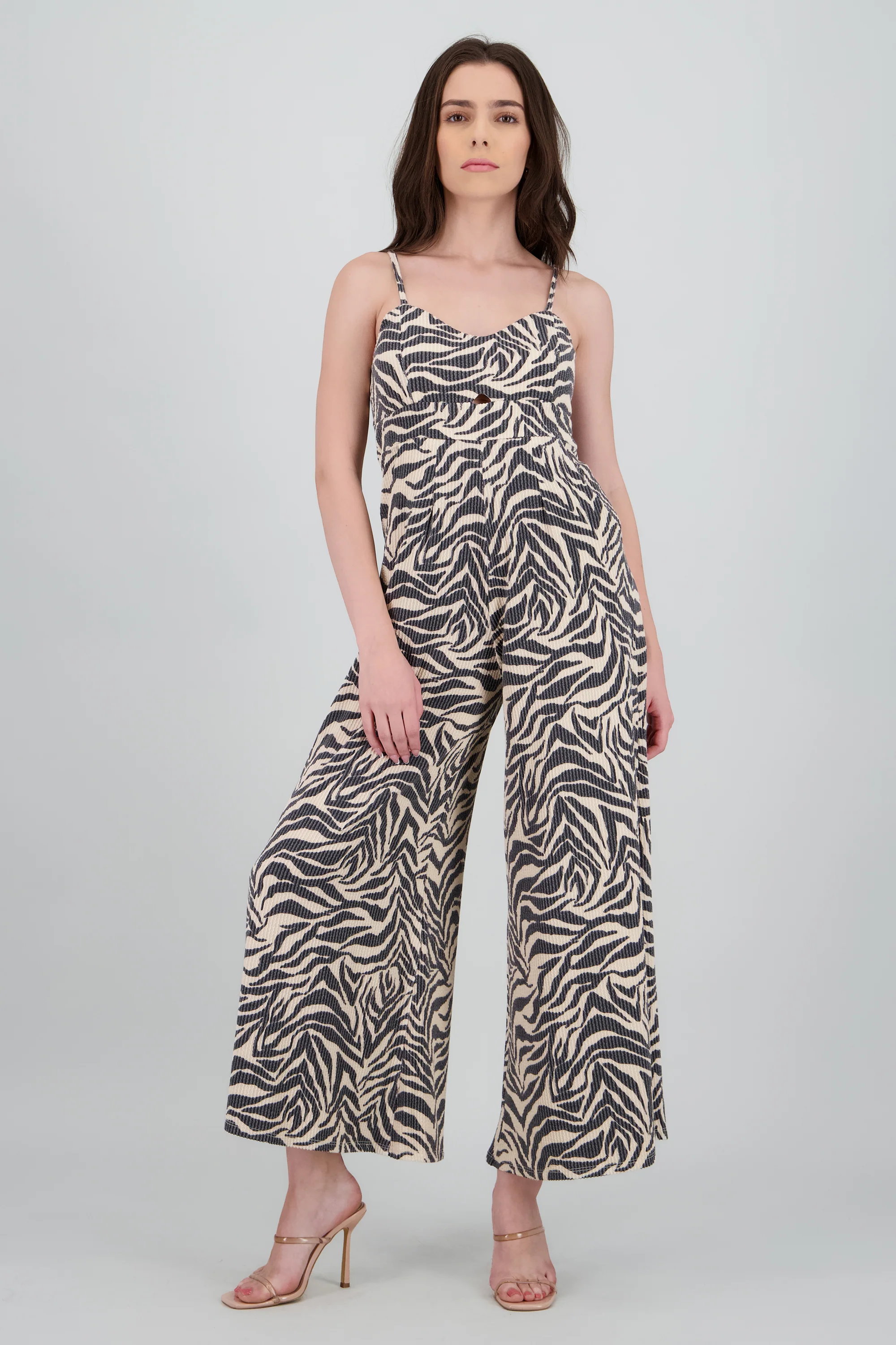 Jumpsuit tirantes estampado zebra detalle textura