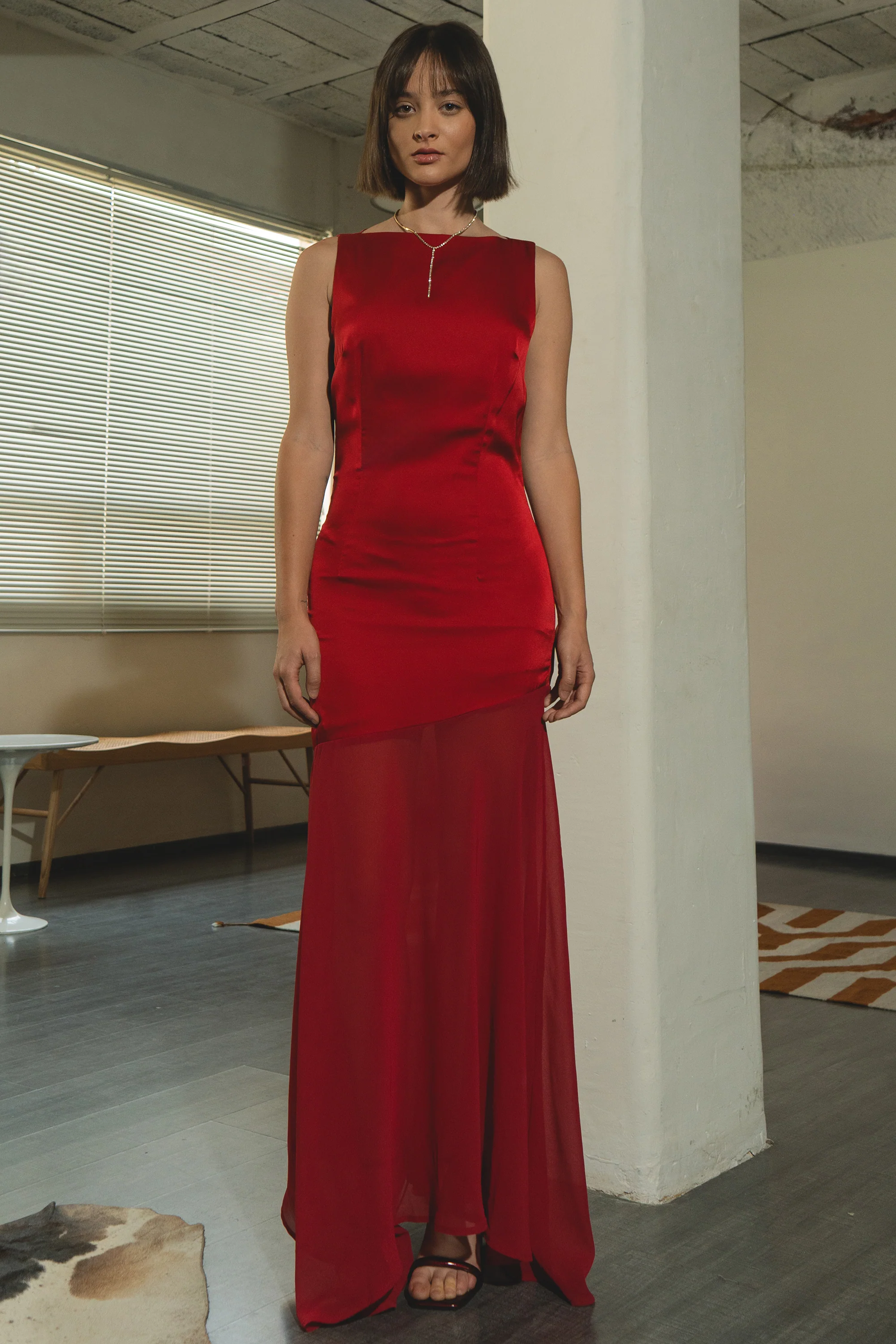 Maxi vestido asimetrico drop waist
