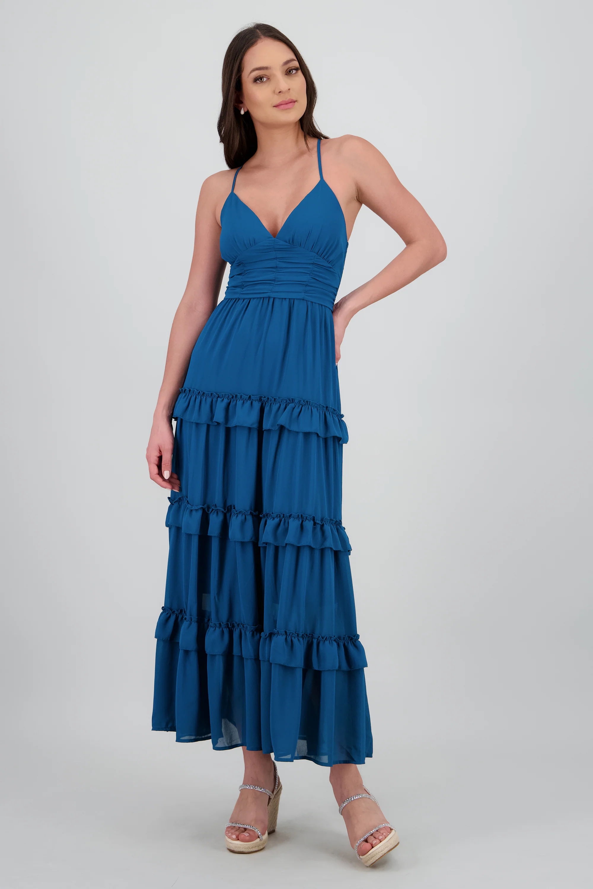 Maxi vestido con volumen y olanes - Image 2