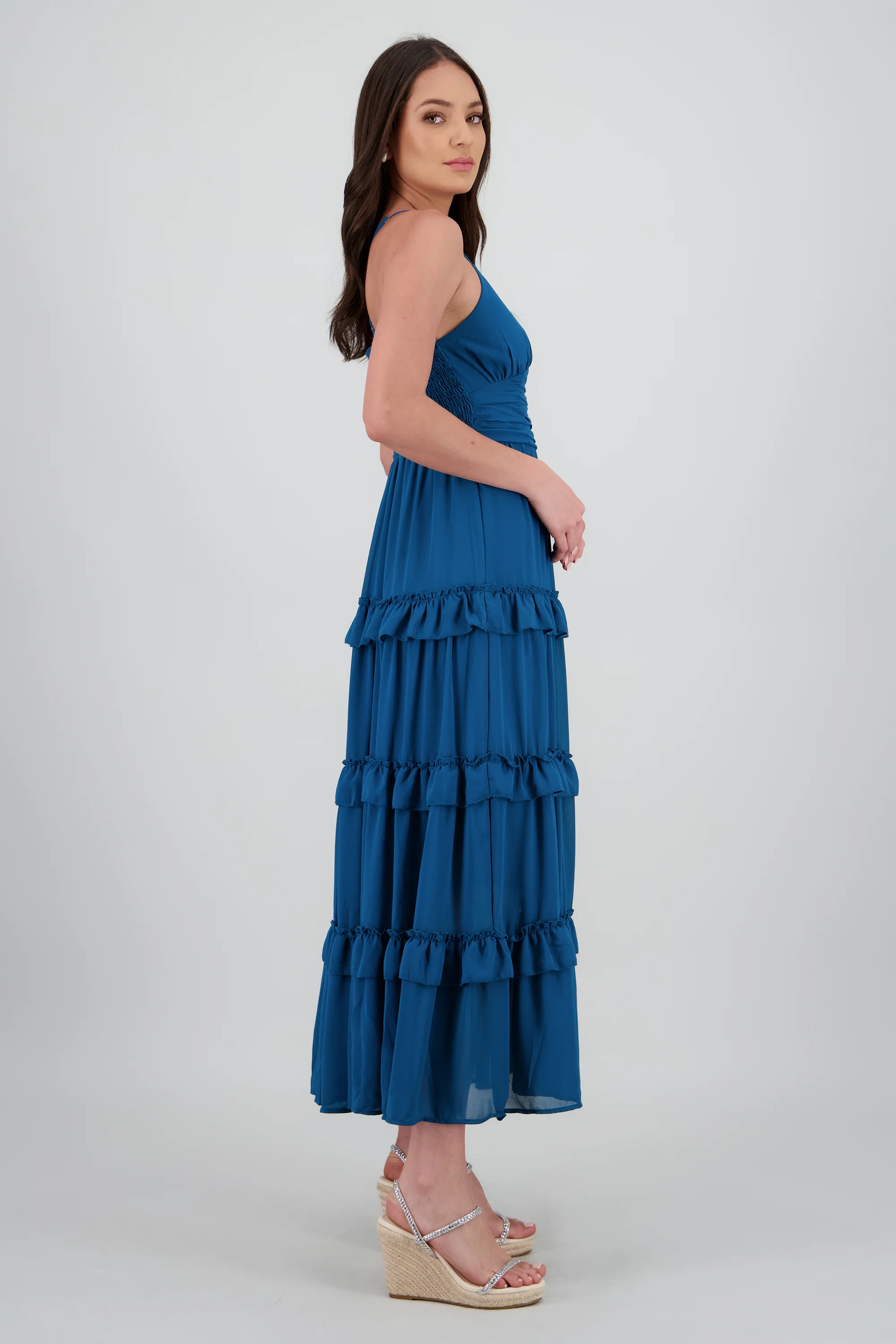 Maxi vestido con volumen y olanes - Image 3