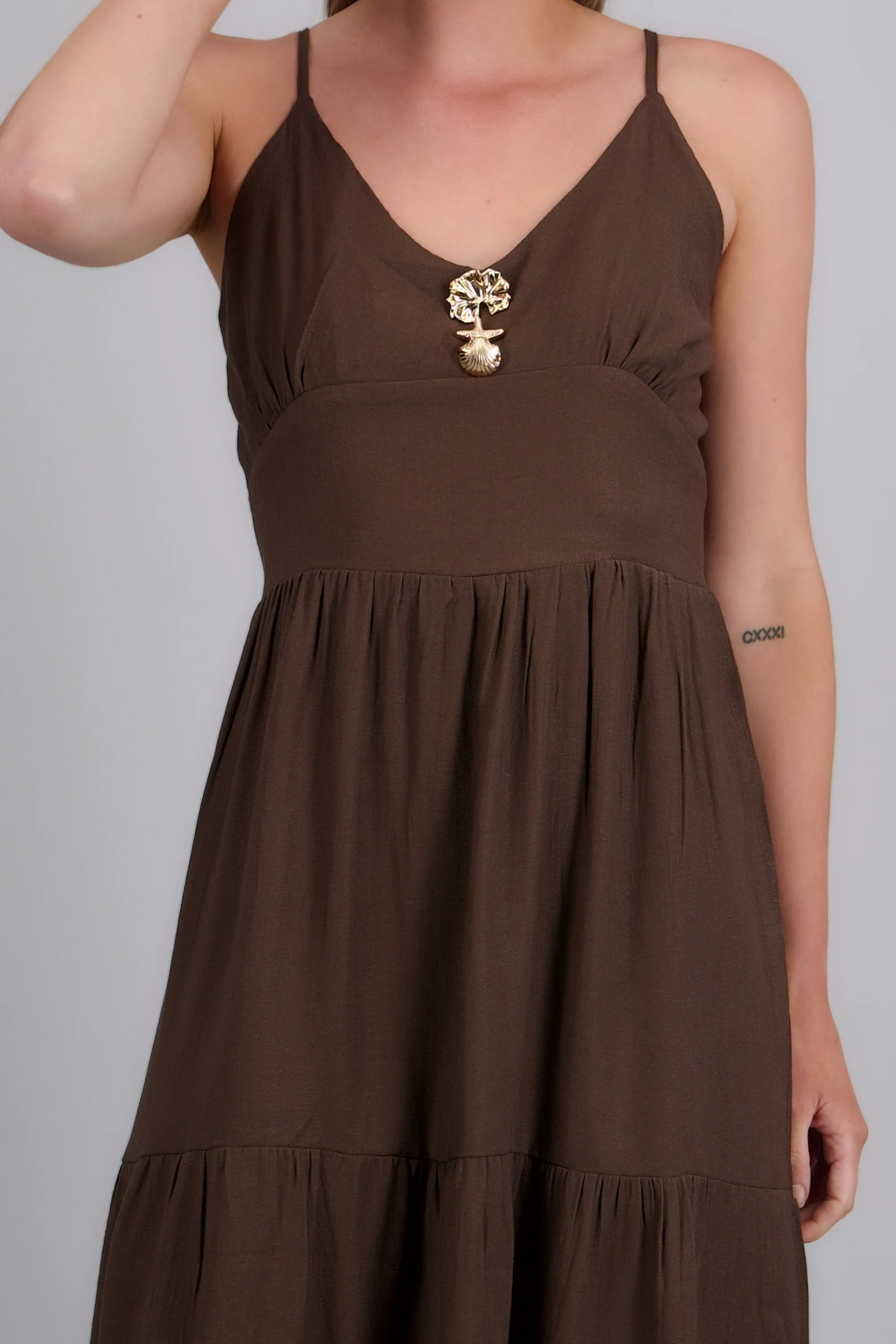 Maxivestido botones marinos tacto lino - Image 5