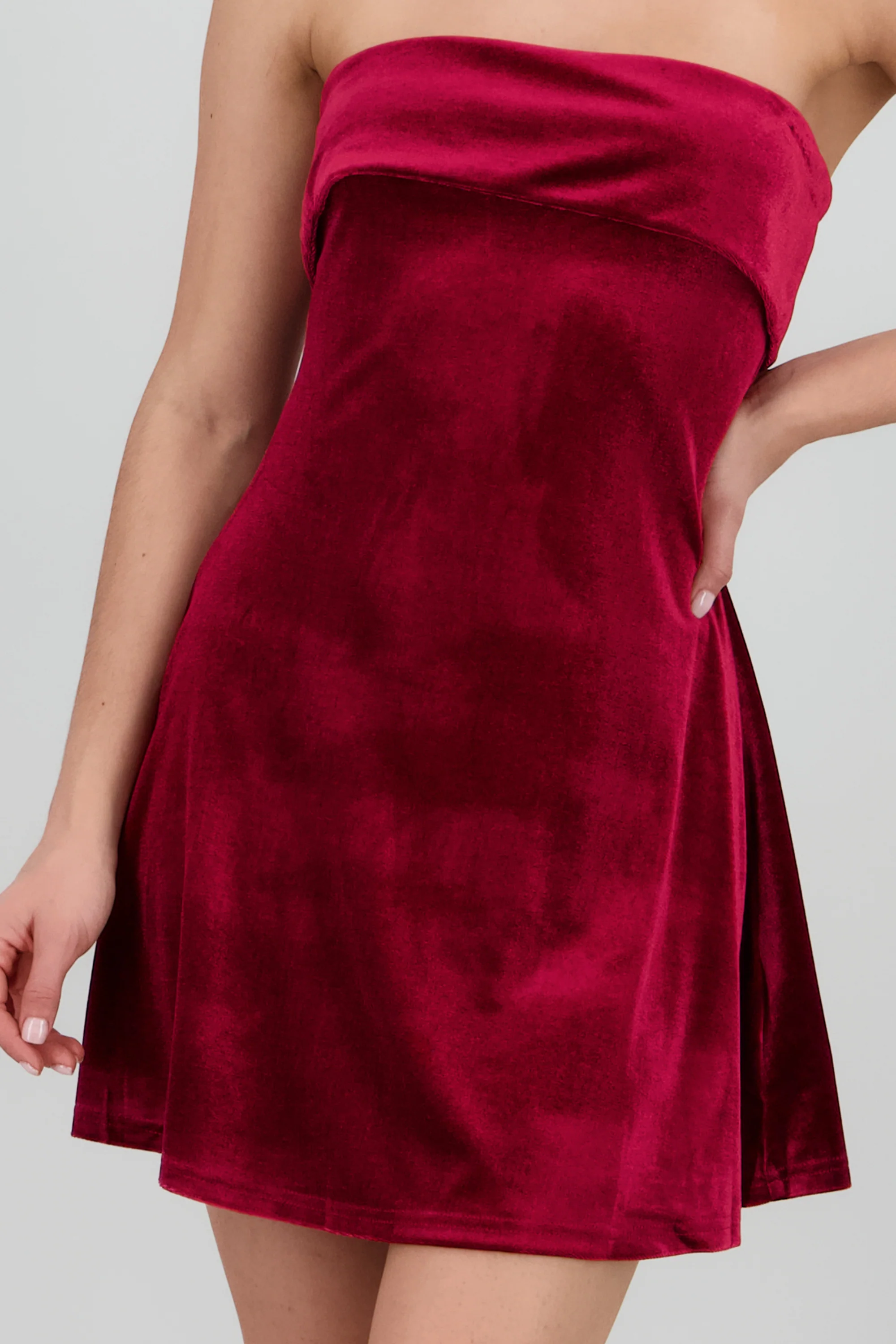 Mini vestido strapless terciopelo - Image 5