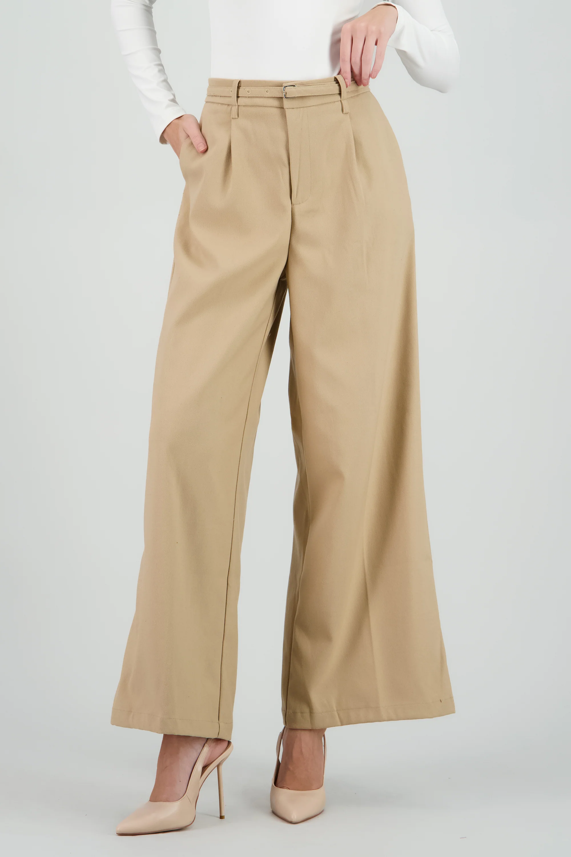 Pantalon amplio detalle pinzas lazo - Image 2