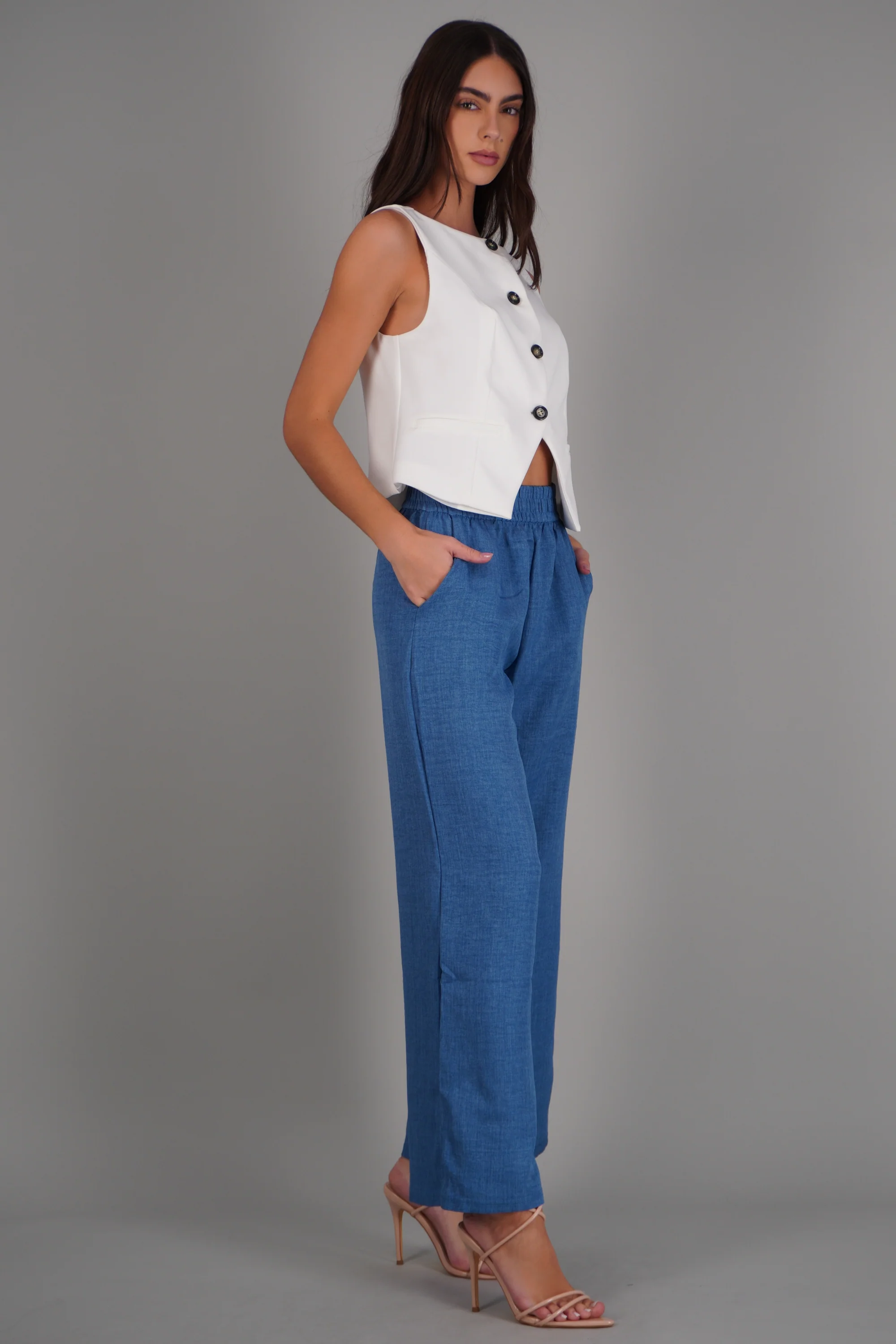 Pantalon amplio detalle pretina - Image 2