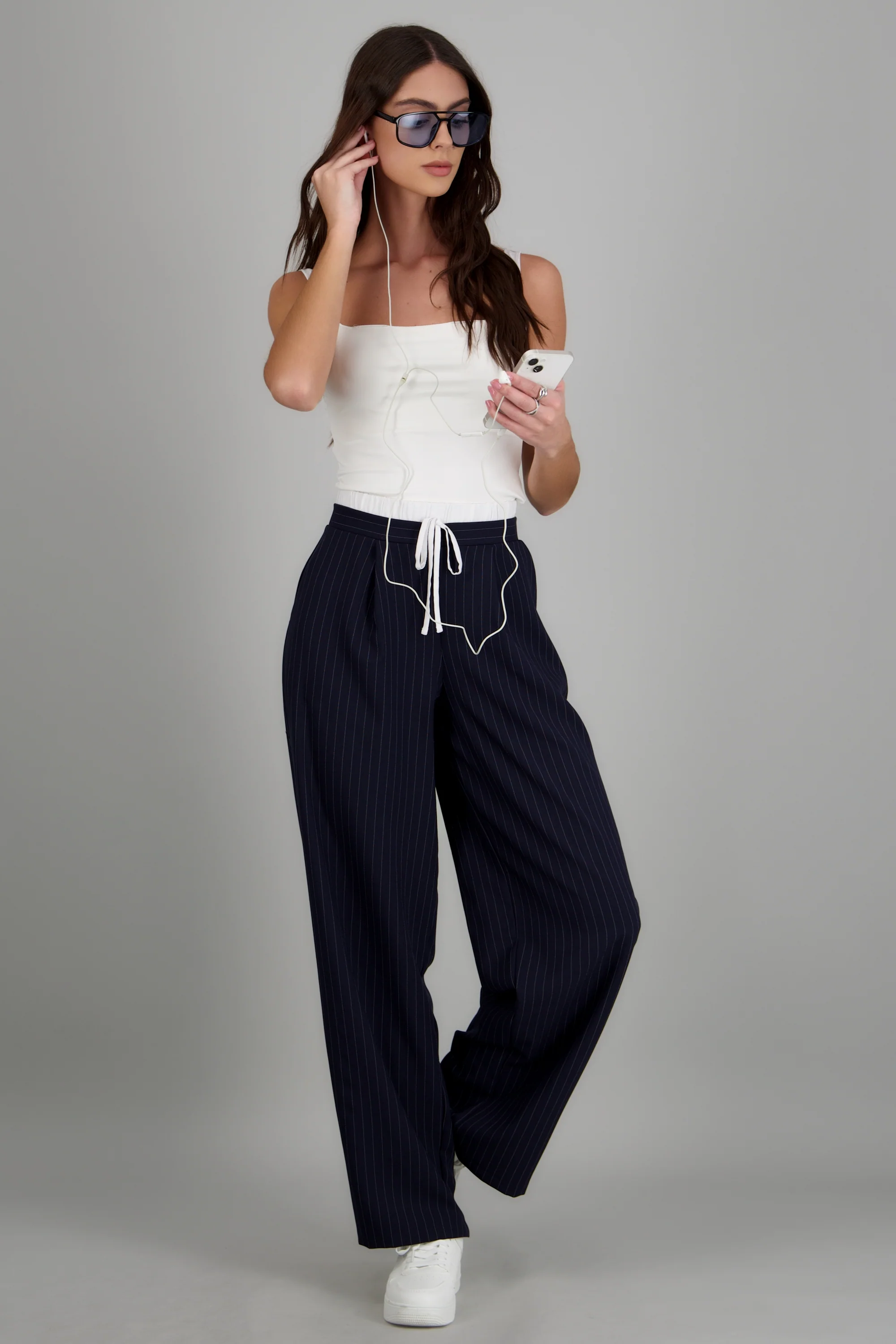 Pantalon amplio detalle pretina rayas - Image 3