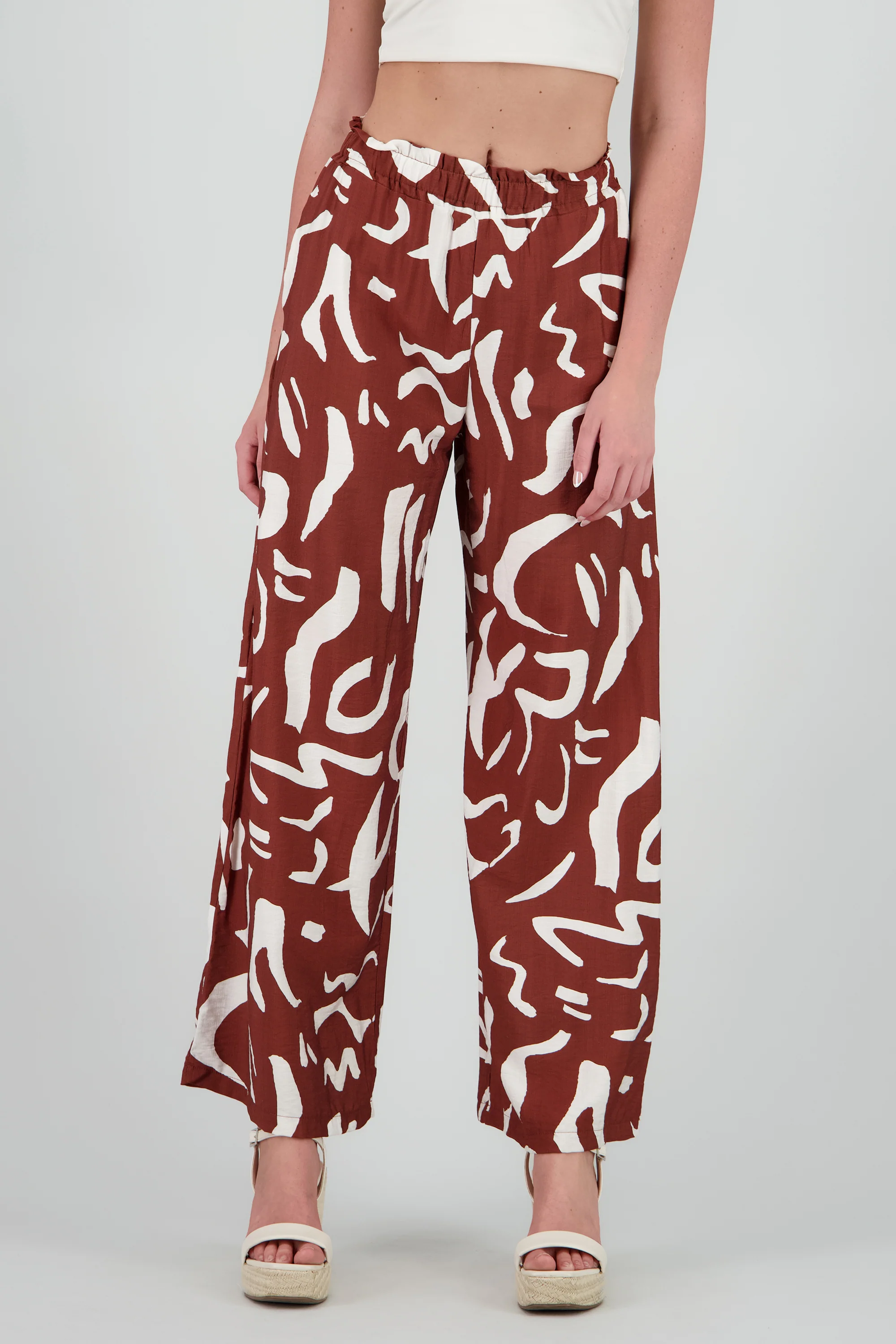 Pantalon amplio detalle resorte estampado - Image 2