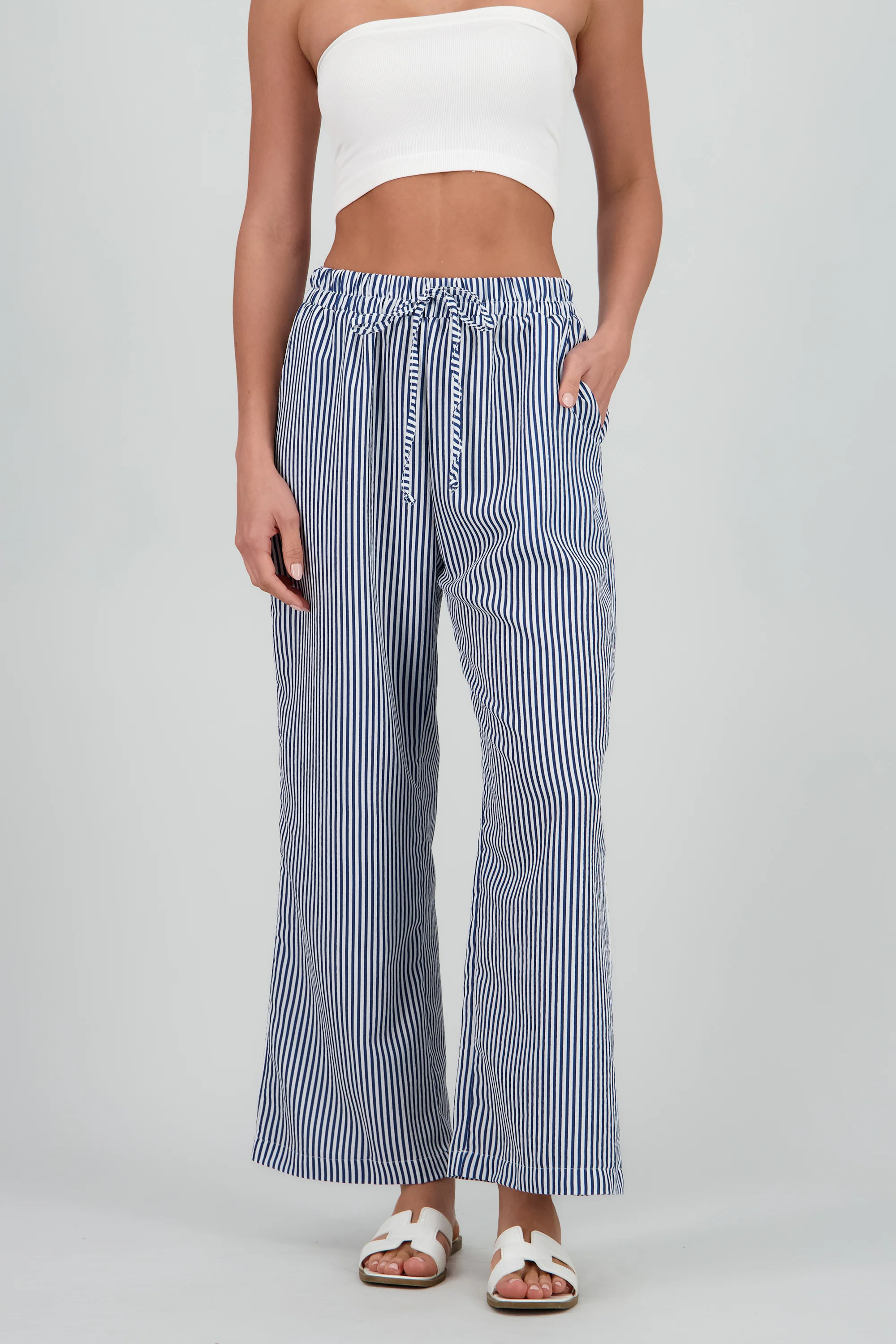 Pantalon amplio detalle resorte rayas - Image 2