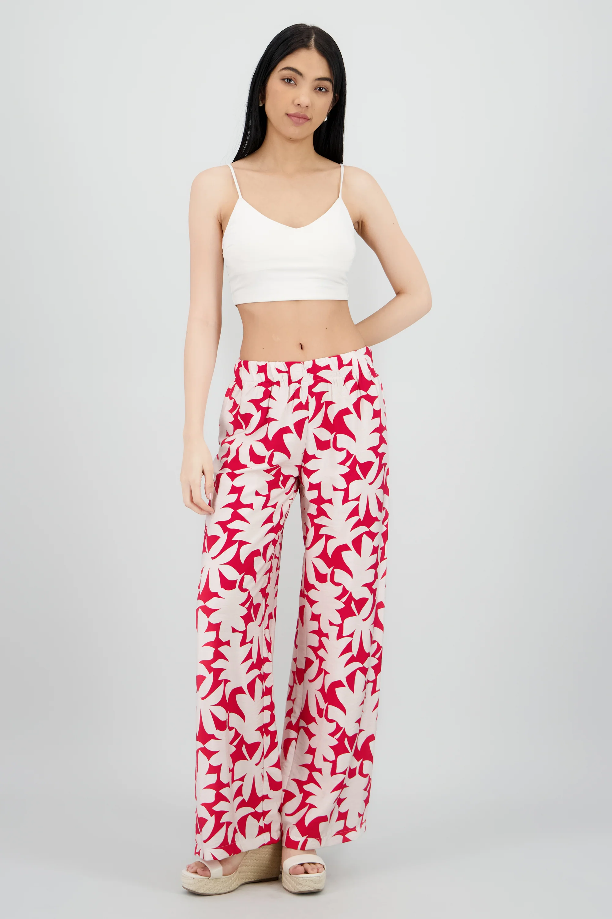 Pantalon amplio estampado flores