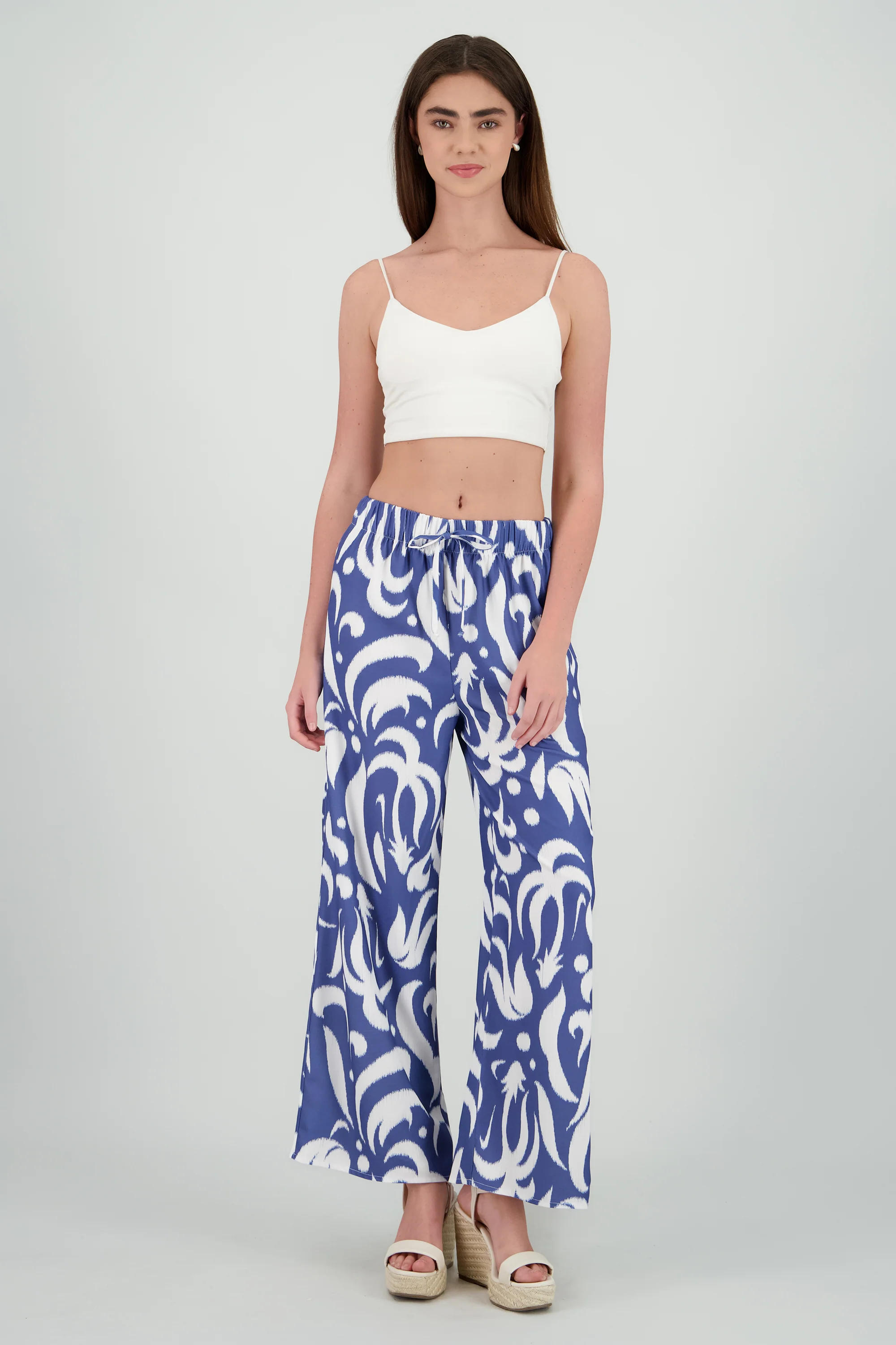 Pantalon amplio estampado tropical