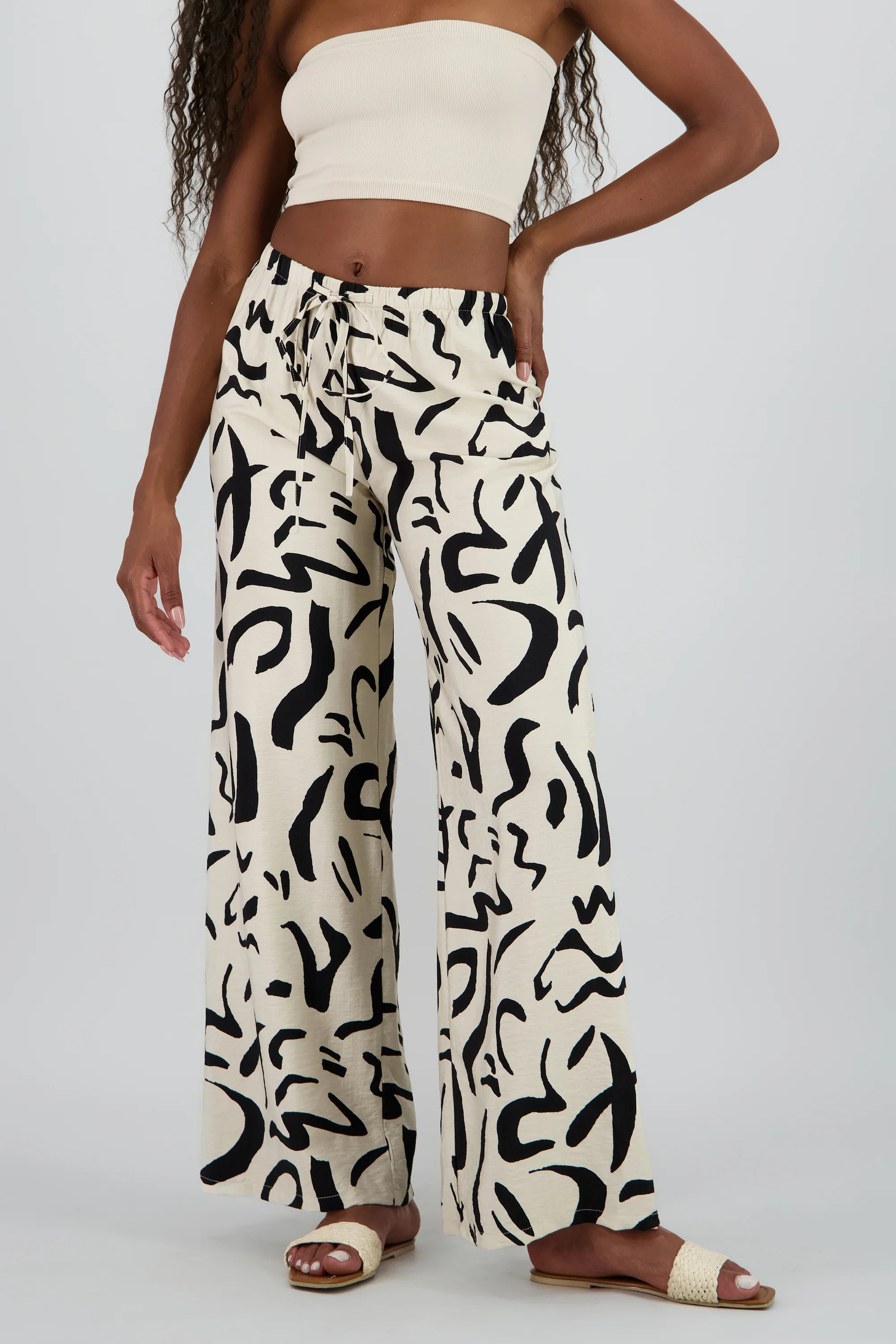 Pantalon amplio jareta estampado - Image 2