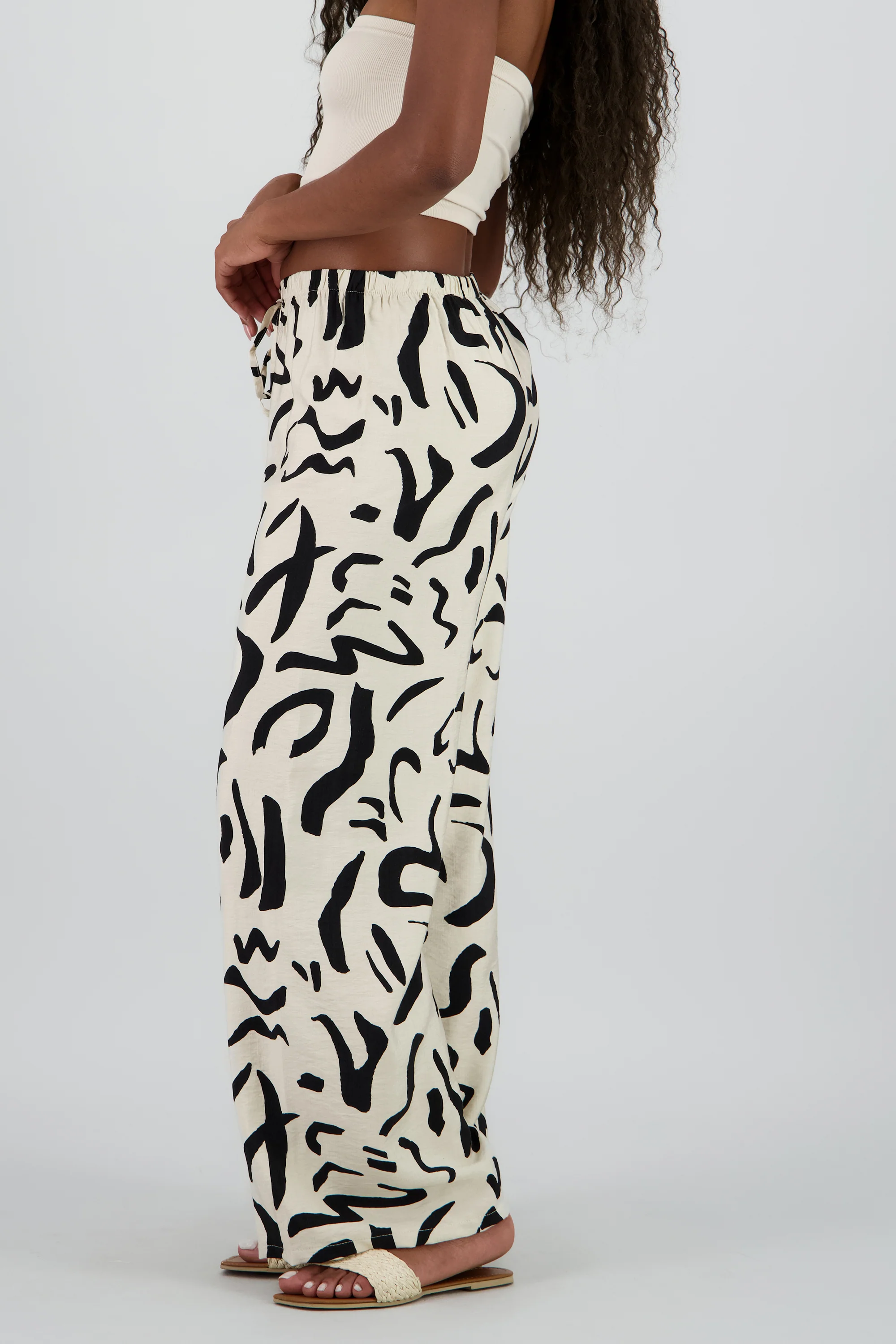 Pantalon amplio jareta estampado - Image 3