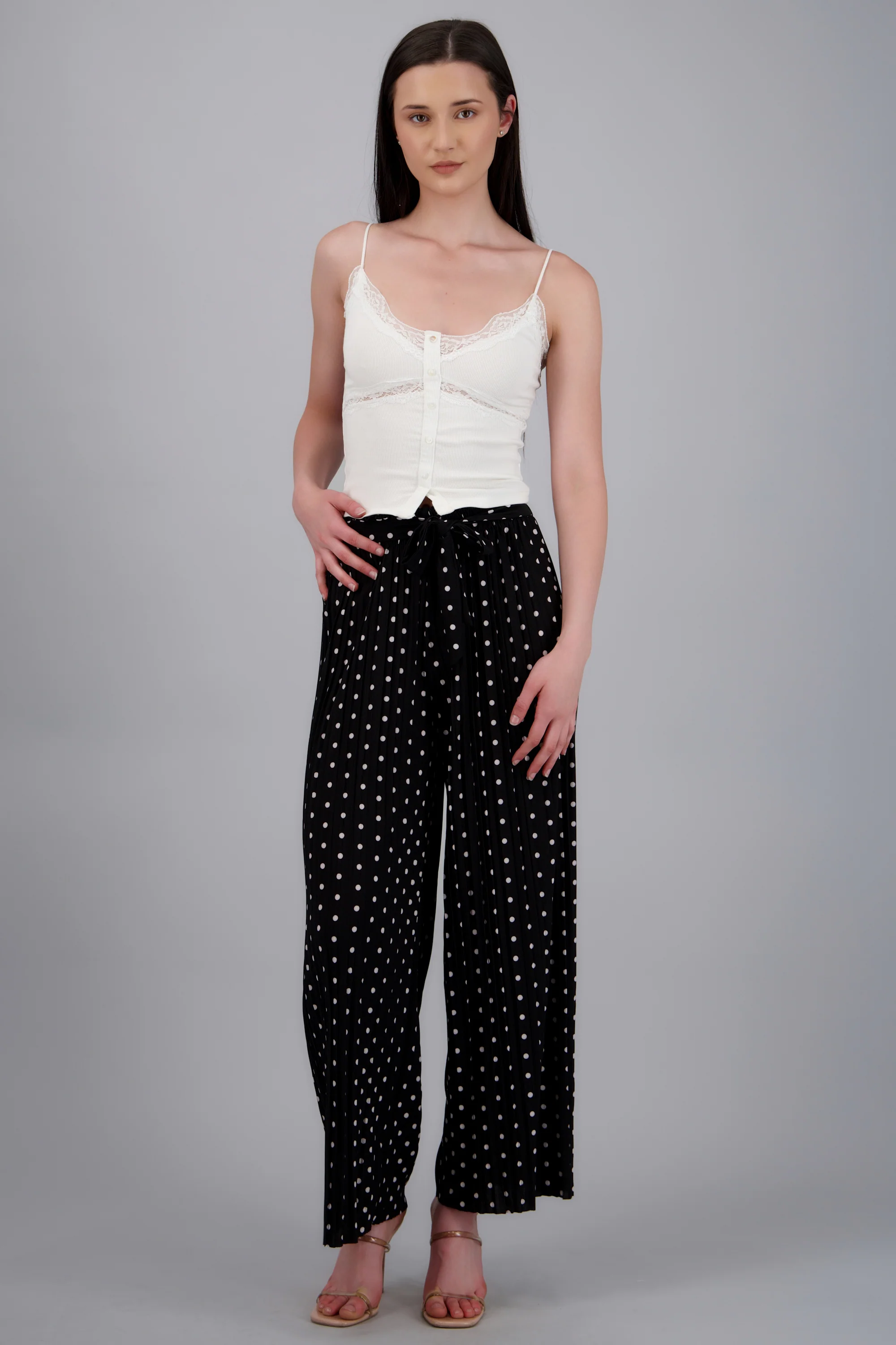Pantalon amplio polka plisado - Image 3