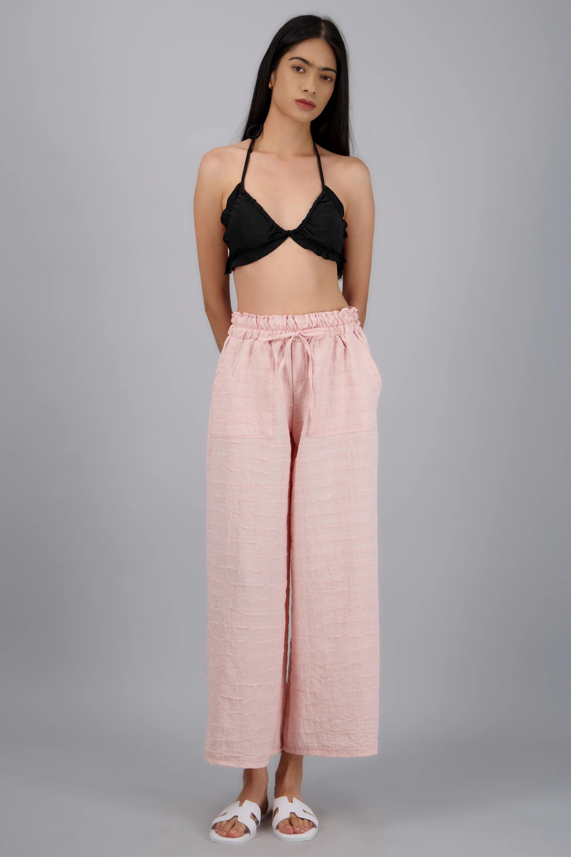 Pantalon amplio resorte textura