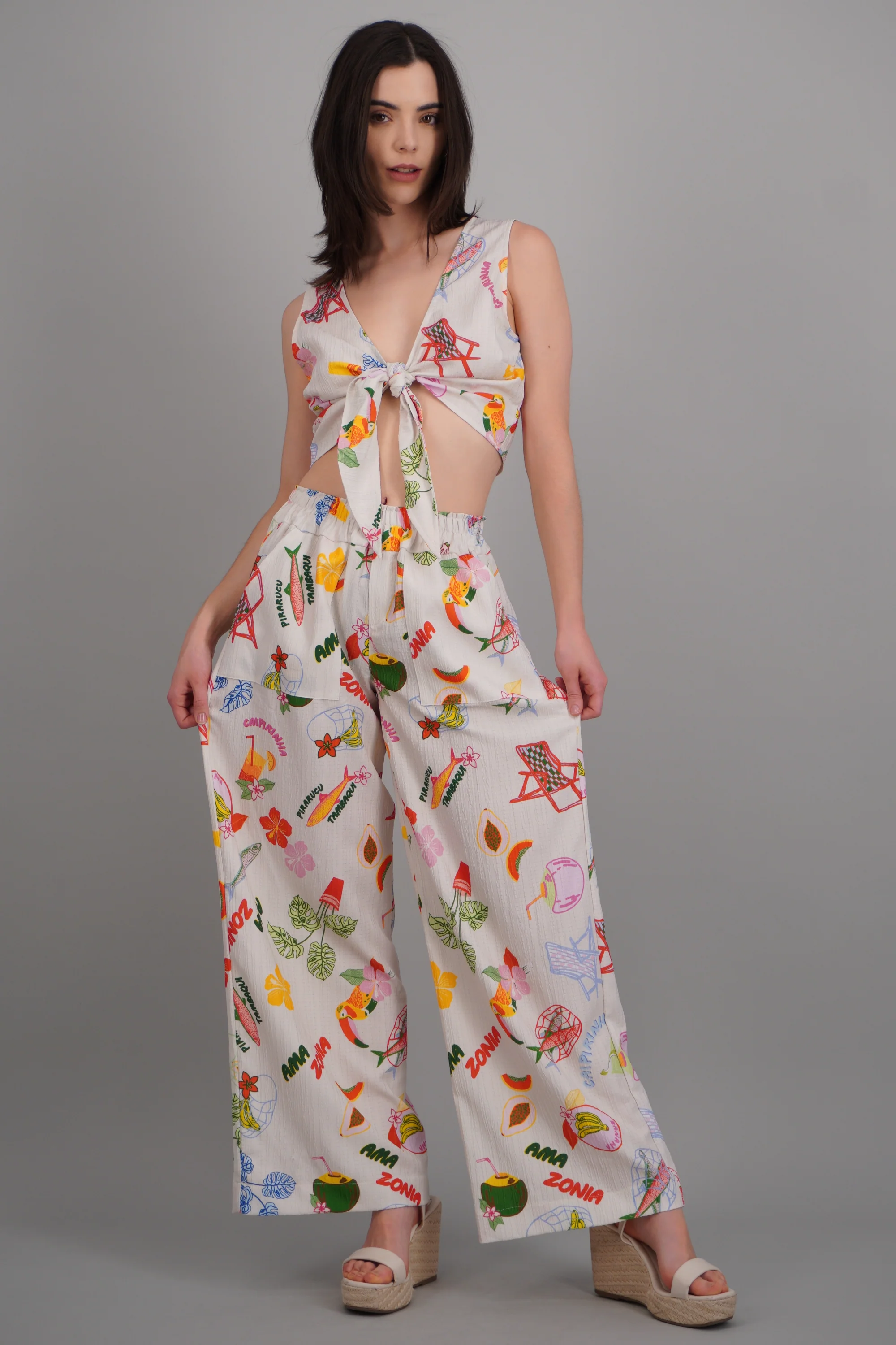 Pantalon bolsas estampado playa