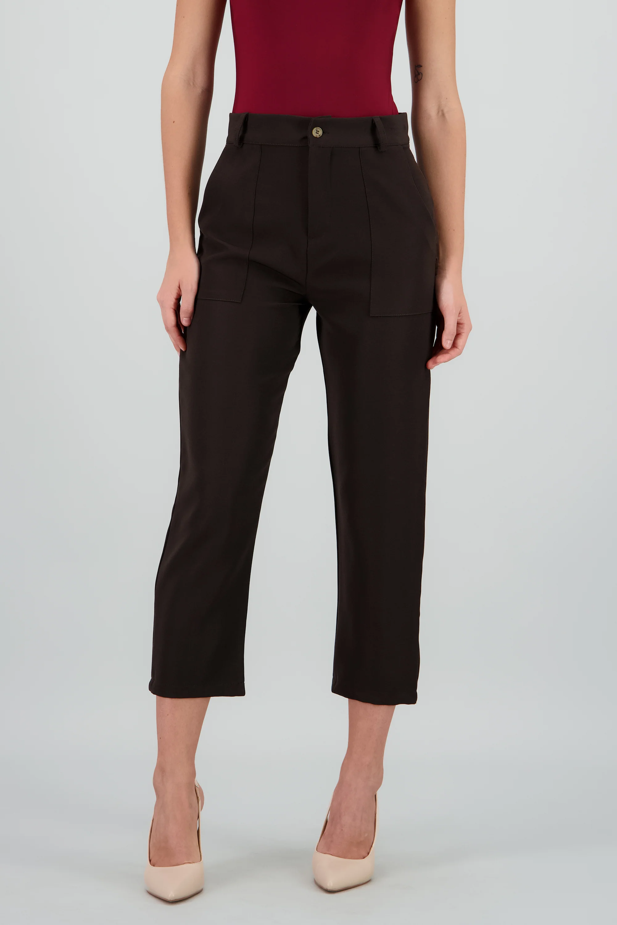 Pantalón Cintura Alta Capri Bolsas - Image 2