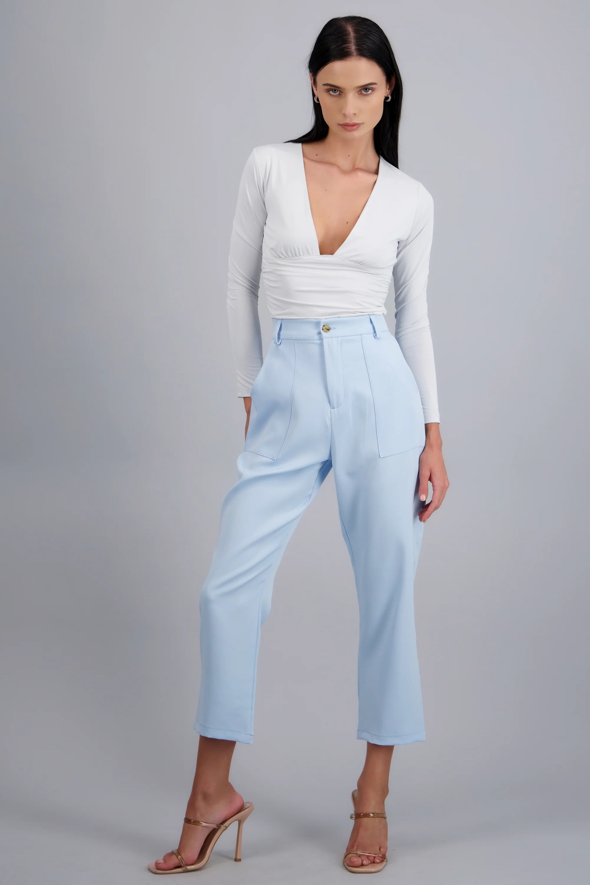 Pantalón Cintura Alta Capri Bolsas