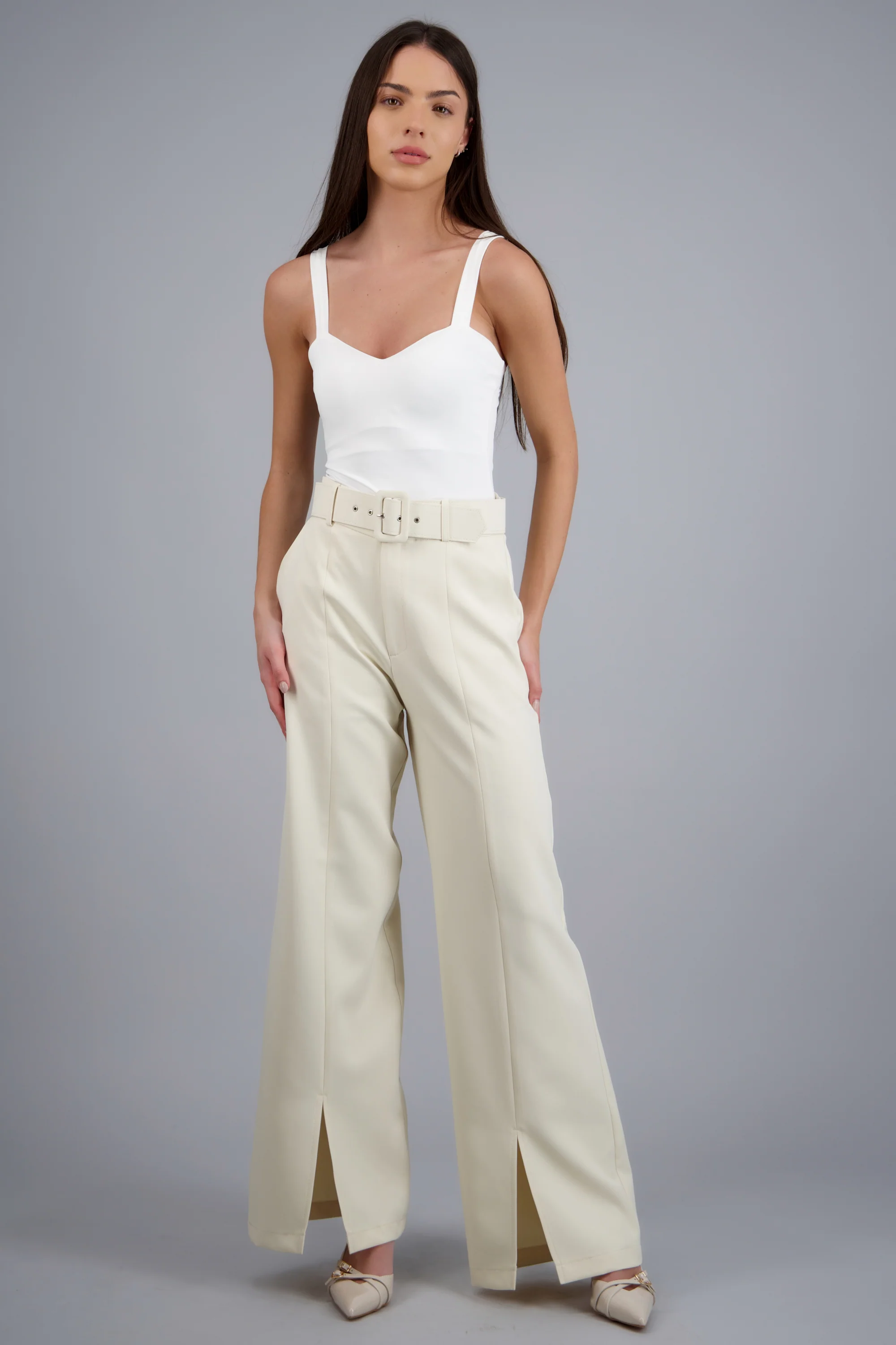 Pantalon cortes con aberturas cinturon - Image 2