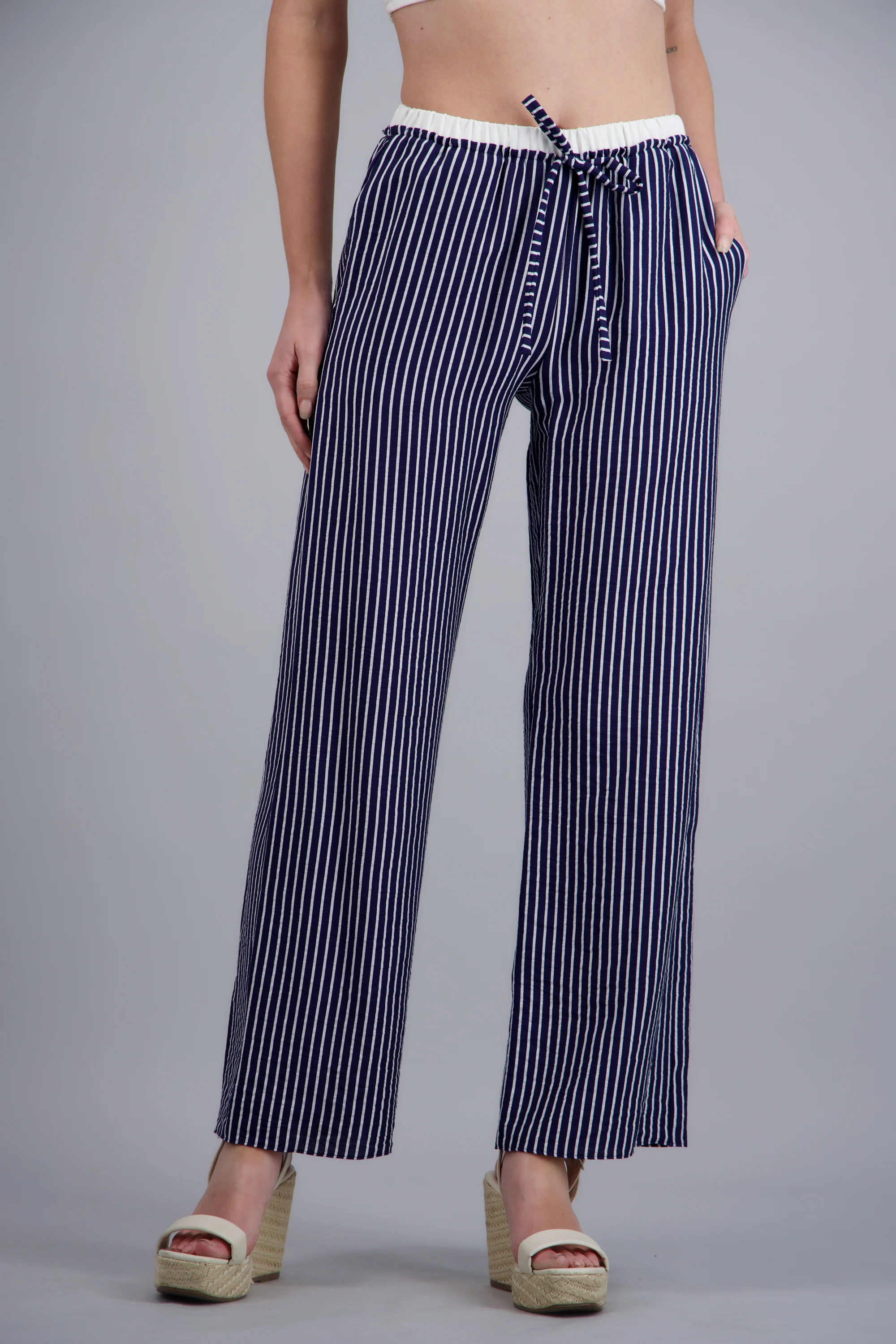 Pantalon de rayas pretina con contraste - Image 2