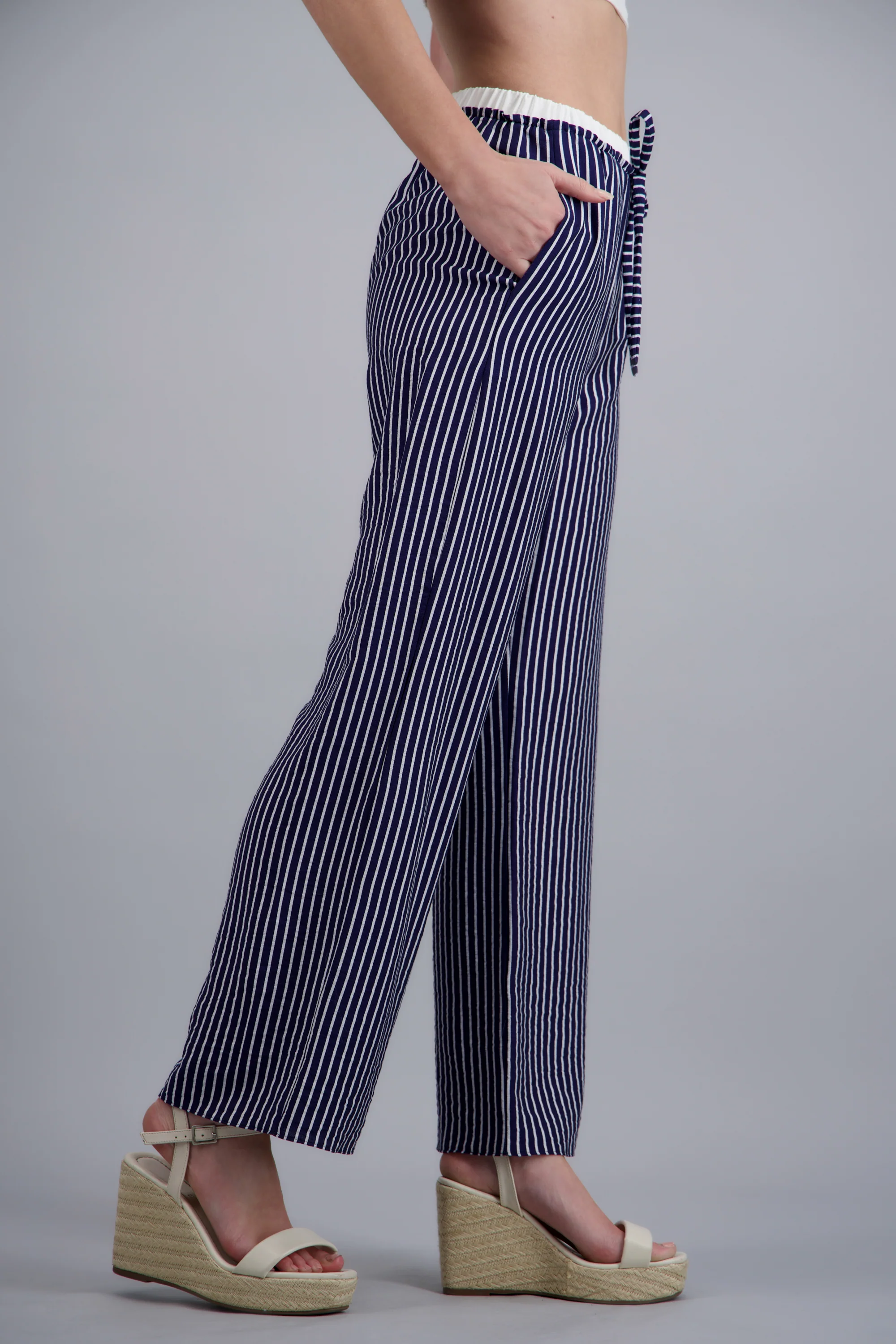 Pantalon de rayas pretina con contraste - Image 3