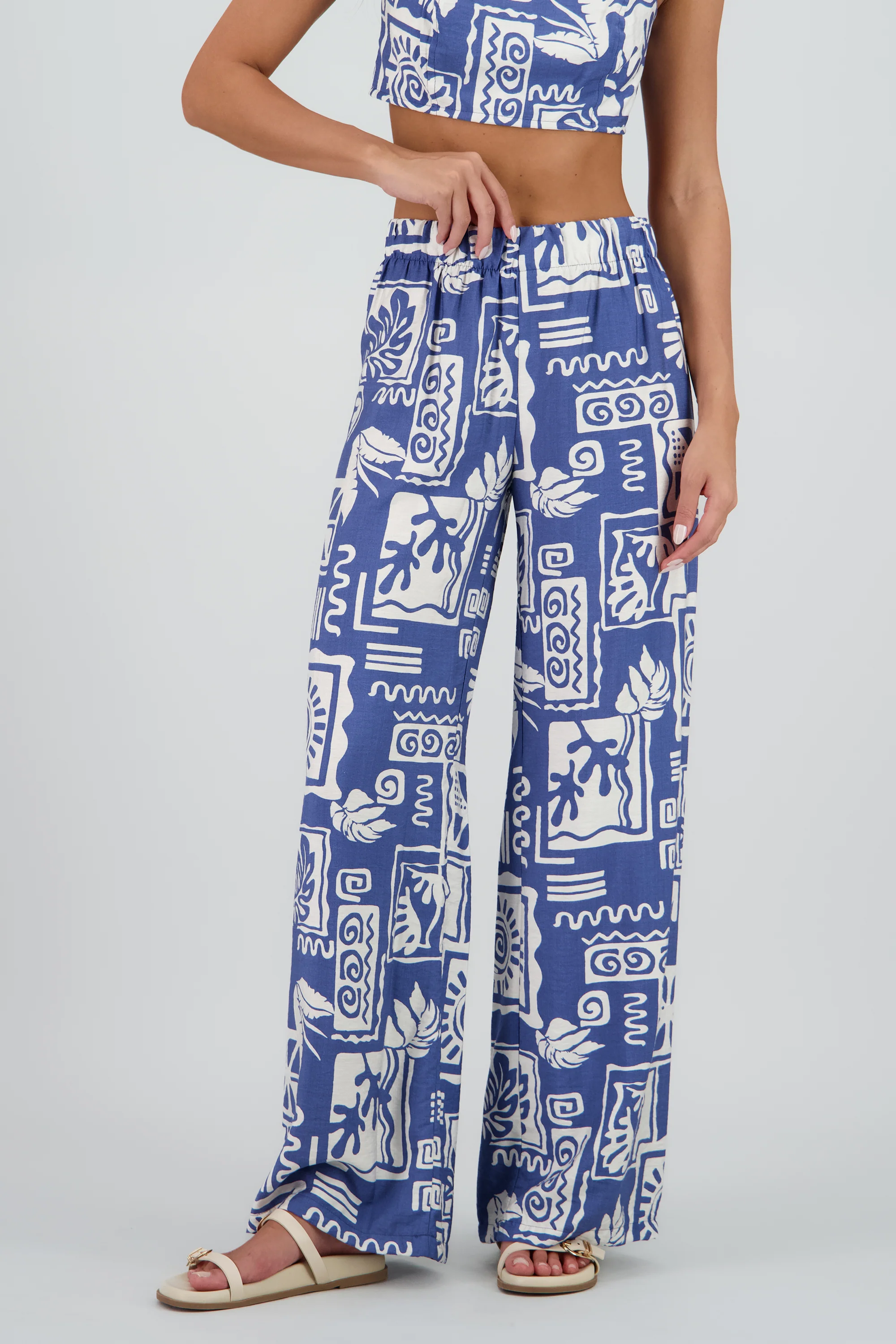 Pantalon estampado tropical wide leg - Image 2