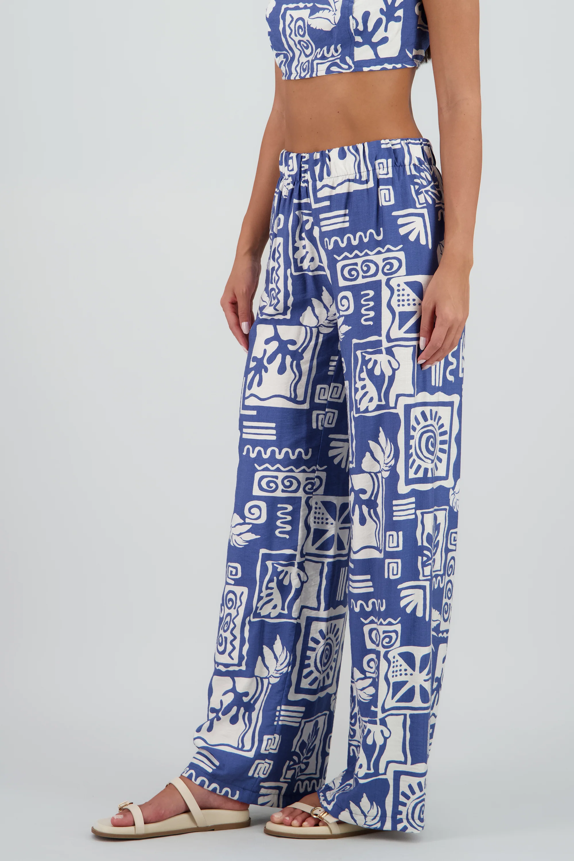 Pantalon estampado tropical wide leg - Image 3