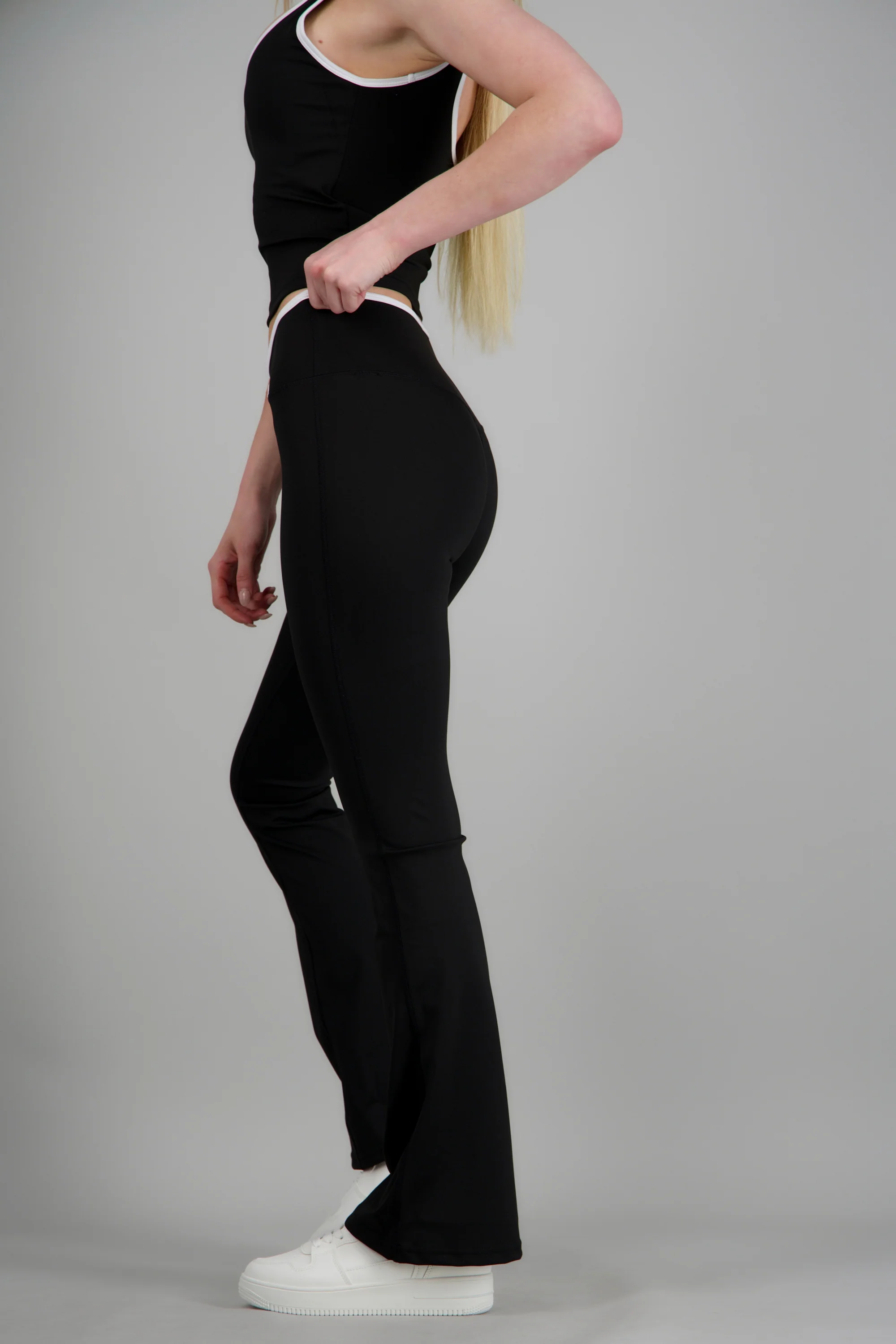 Pantalon flare cintura cruzado contraste - Image 2