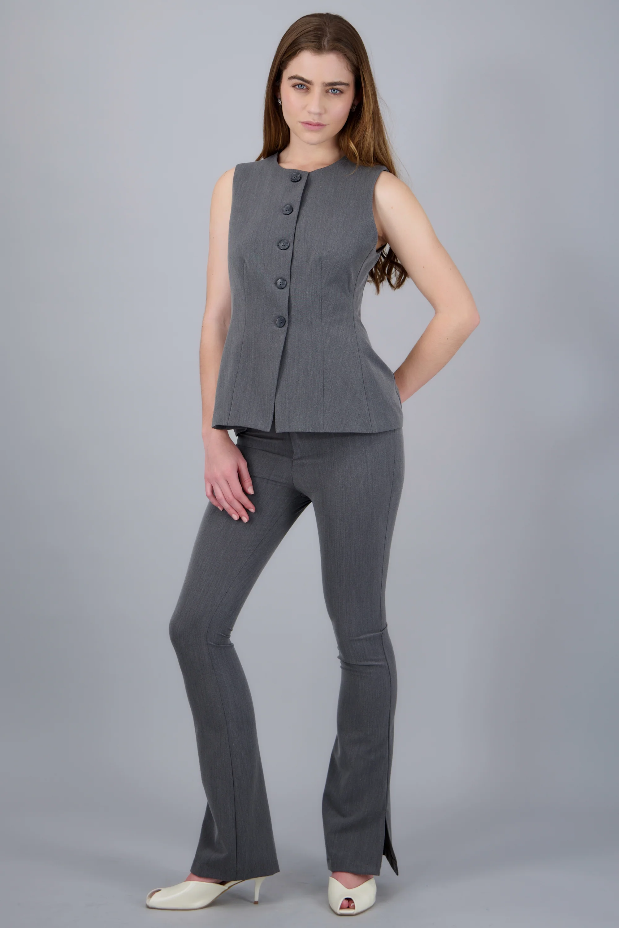 pantalon flared slim liso